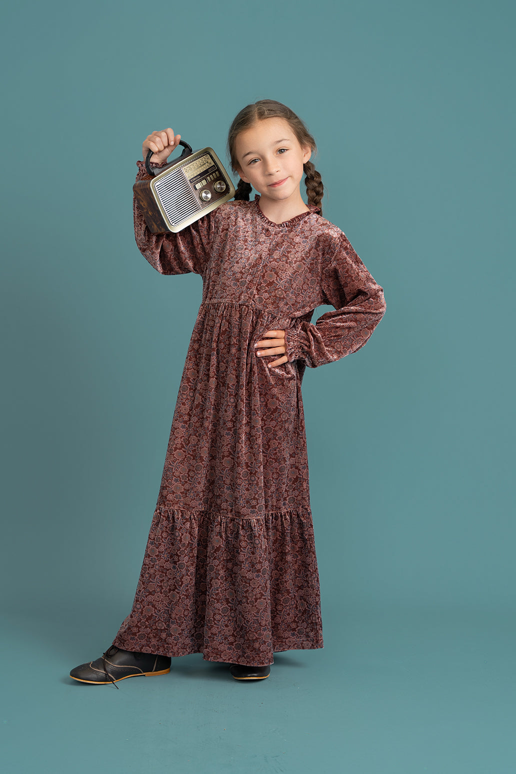 Ribbed Velvet Floral Robe in Blue by Seal