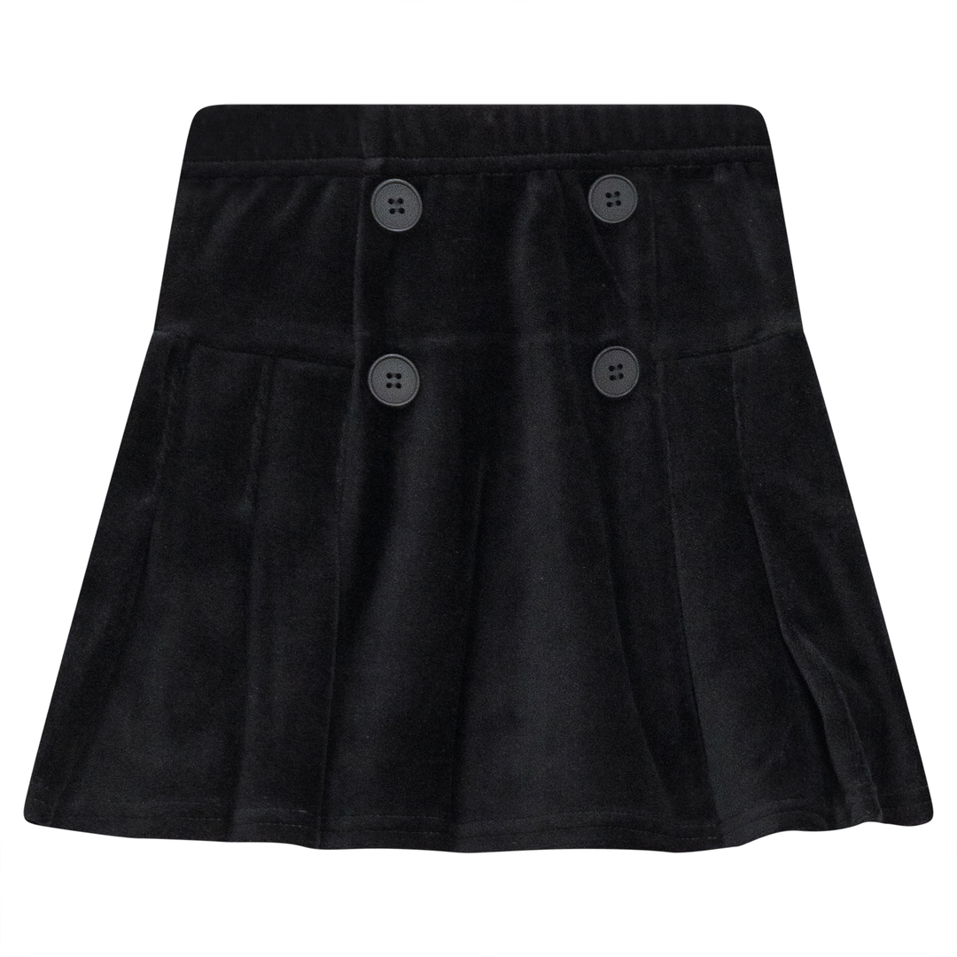 Velour Double Breasted Pleated Skirt Black Girls Skirt by {{ product_vemdor}}