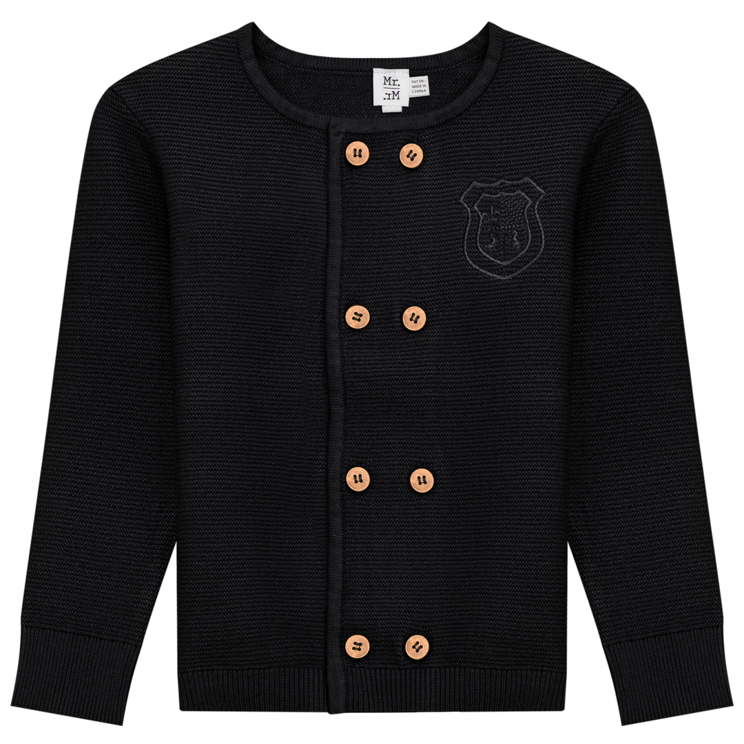 Double Breasted Knit Cardigan Black Boys Cardigan by {{ product_vemdor}}