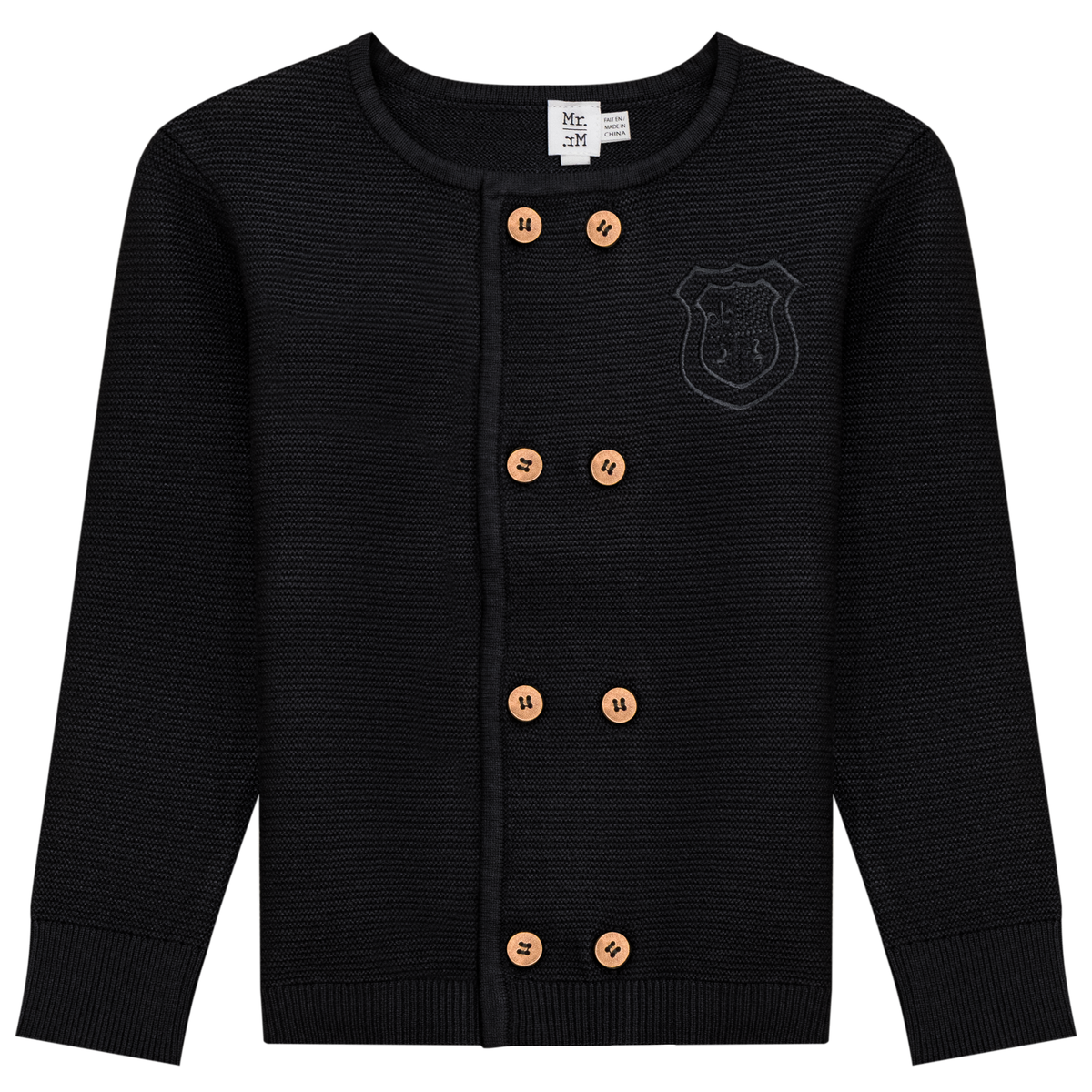Double Breasted Knit Cardigan in Black by Mr. Mr.