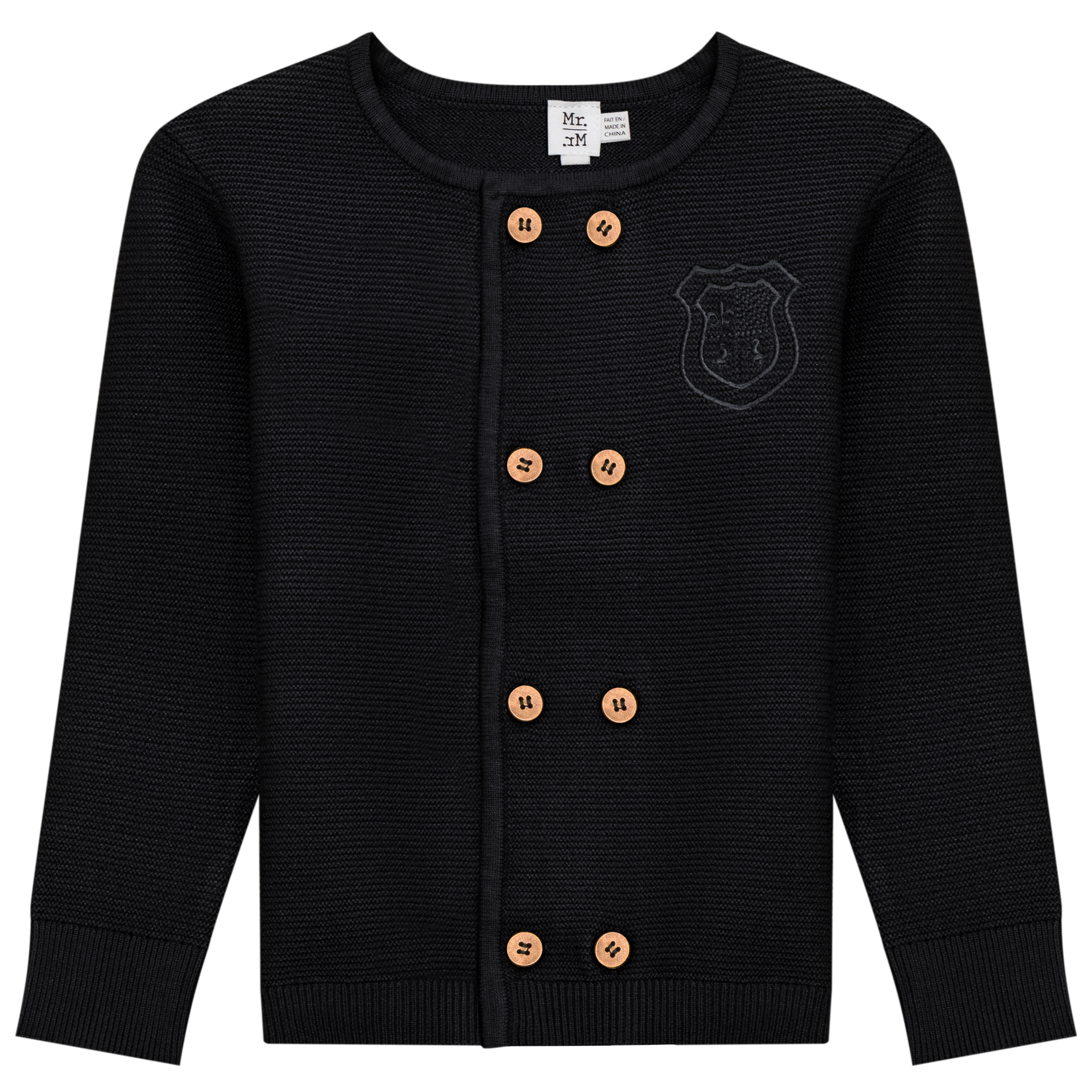 Double Breasted Knit Cardigan in Black by Mr. Mr.