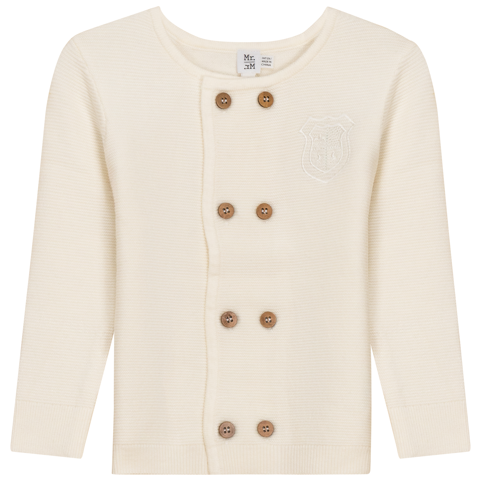 Double Breasted Knit Cardigan in Cream by Mr. Mr.