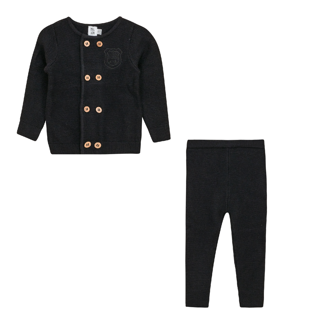 Crest Knitted 2Pc Set Black 2 pc Boys Set by {{ product_vemdor}}