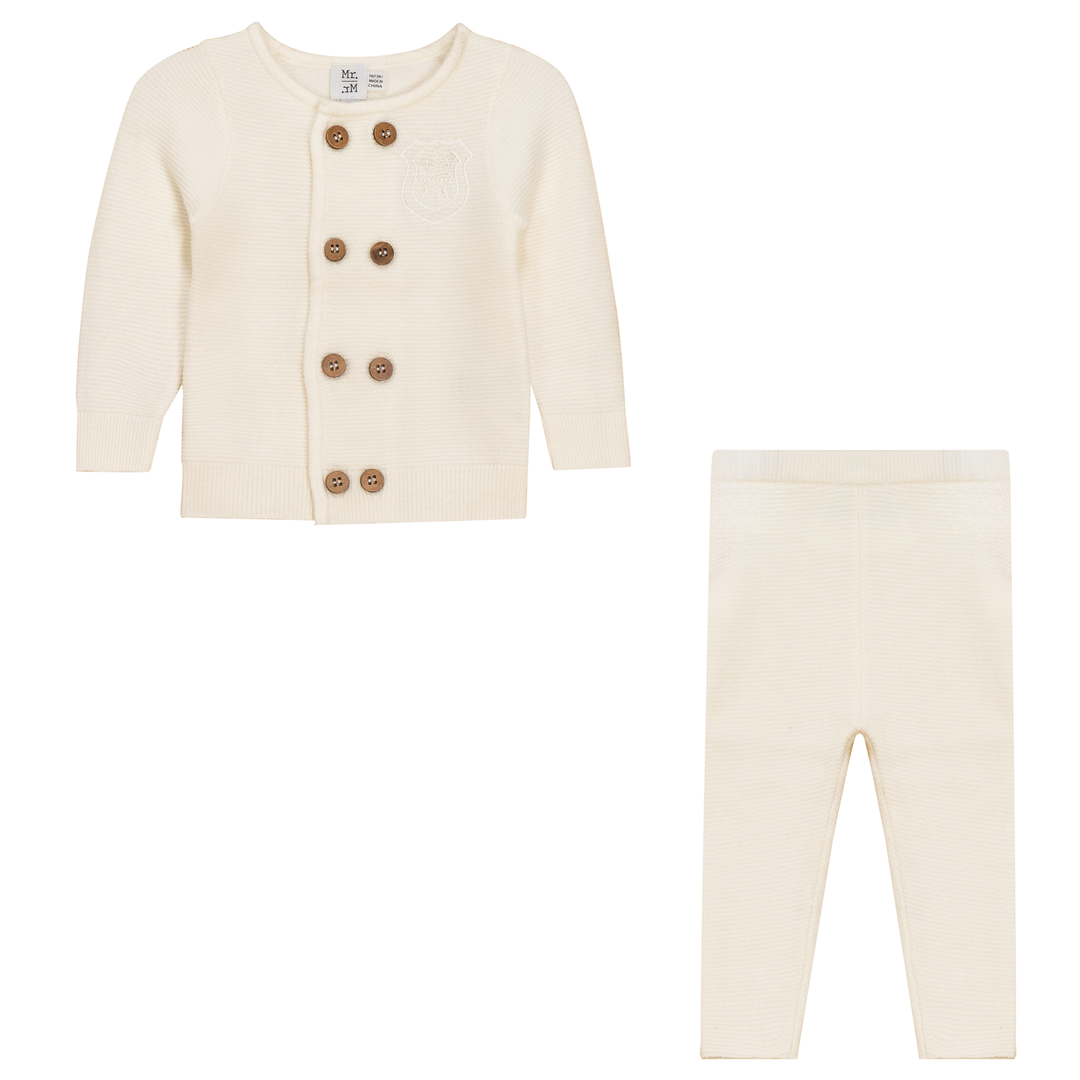 Crest Knitted 2Pc Set Cream 2 pc Boys Set by {{ product_vemdor}}