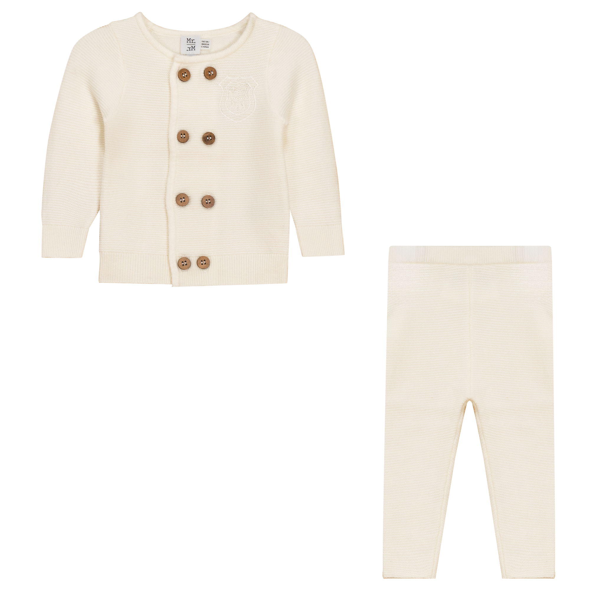 Crest Knitted 2Pc Set in Cream by Mr. Mr.