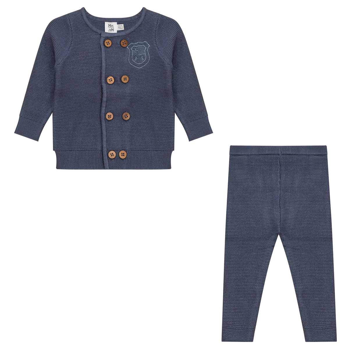Crest Knitted 2Pc Set in Dark Blue Grey by Mr. Mr.