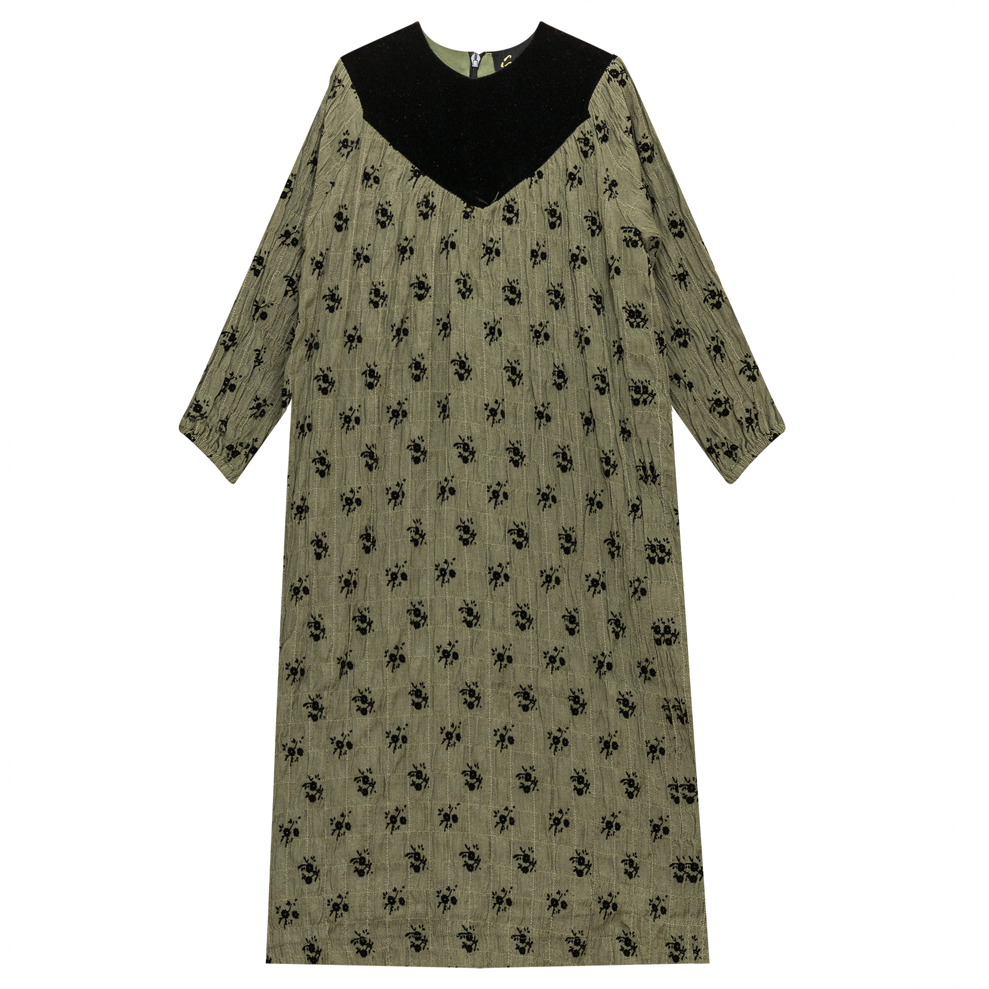 Woven Crinkle Flocked Robe in Green by Seal