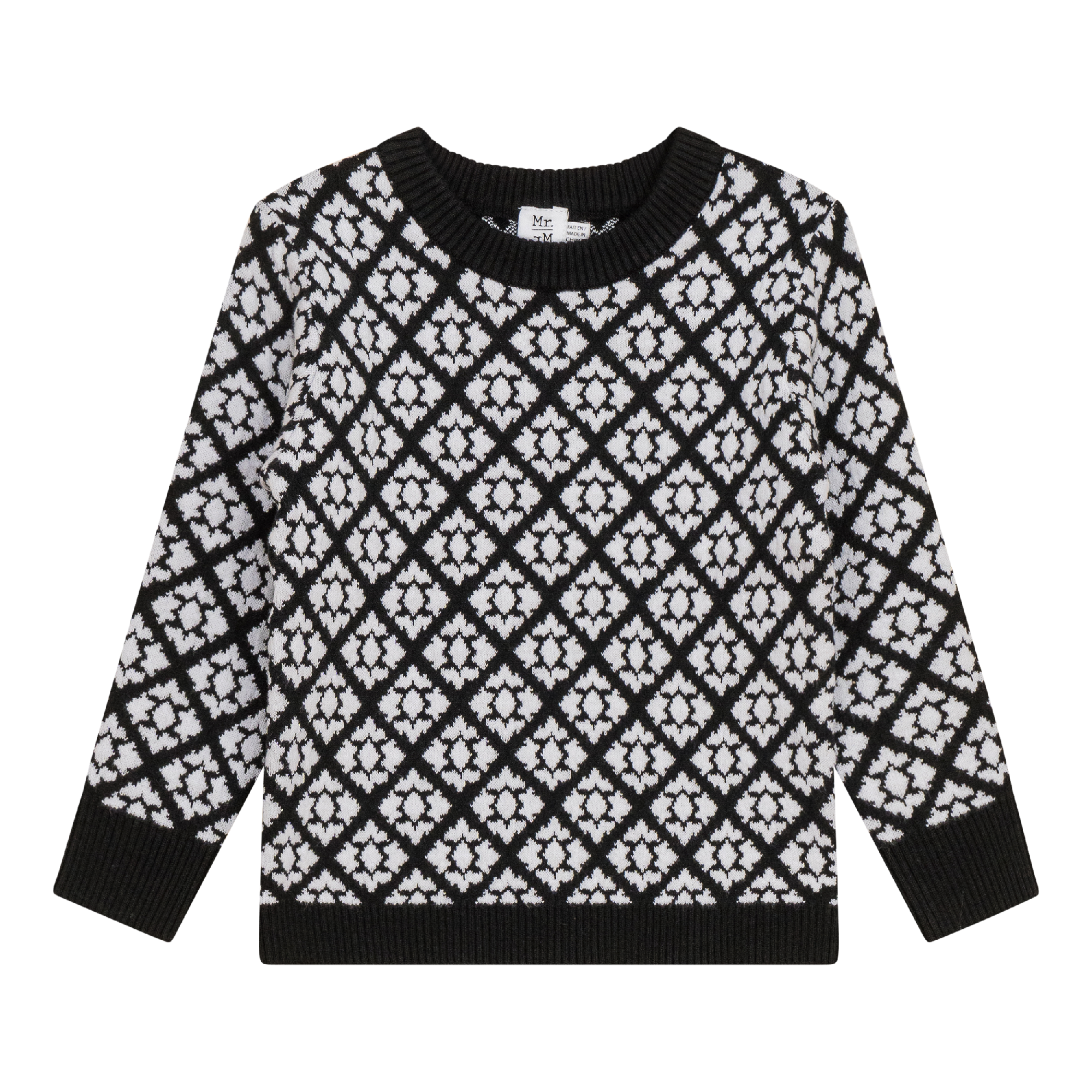 Jacquard Knit Sweater in Black by Mr. Mr.