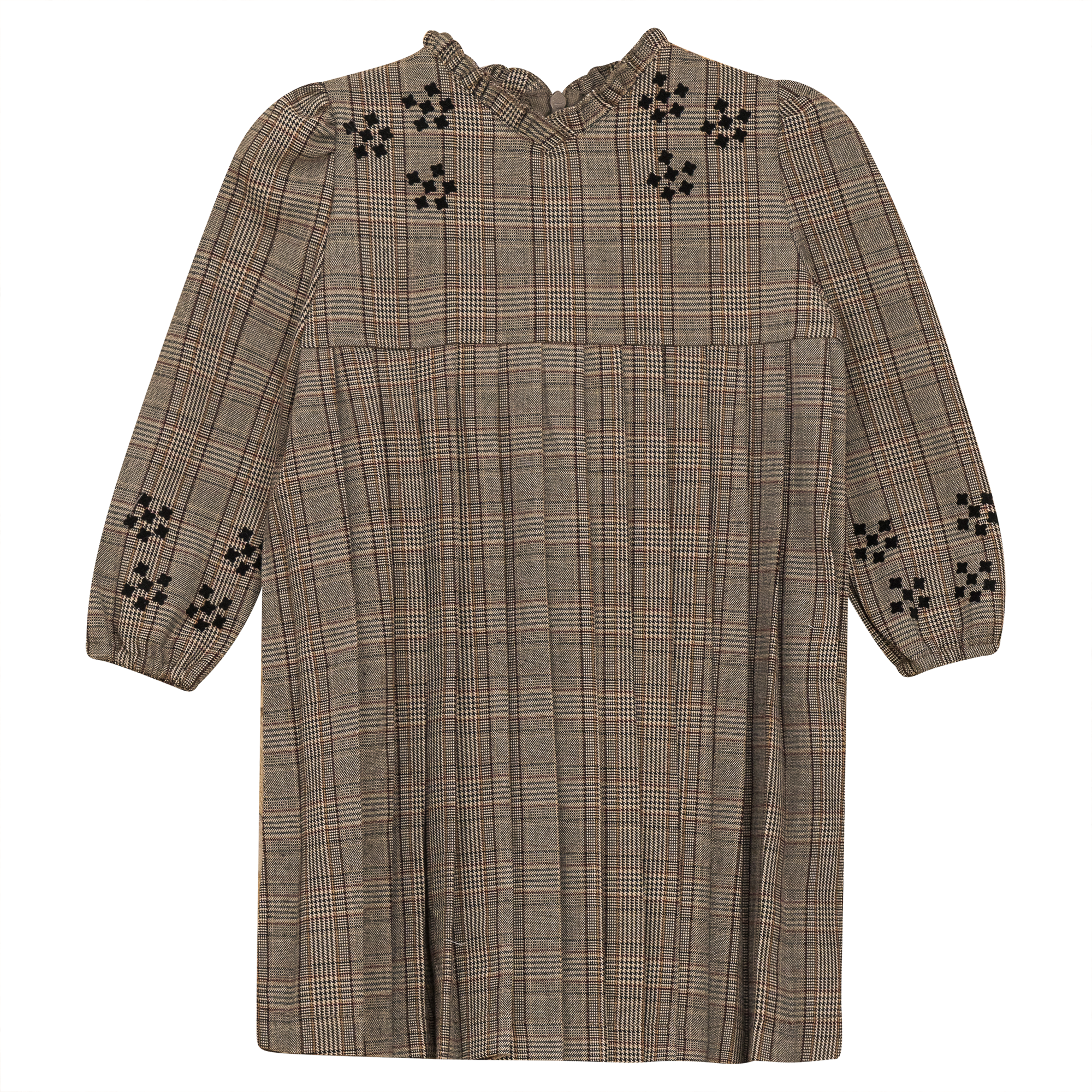 Woven Plaid Pleated Dress in Beige by Space Grey