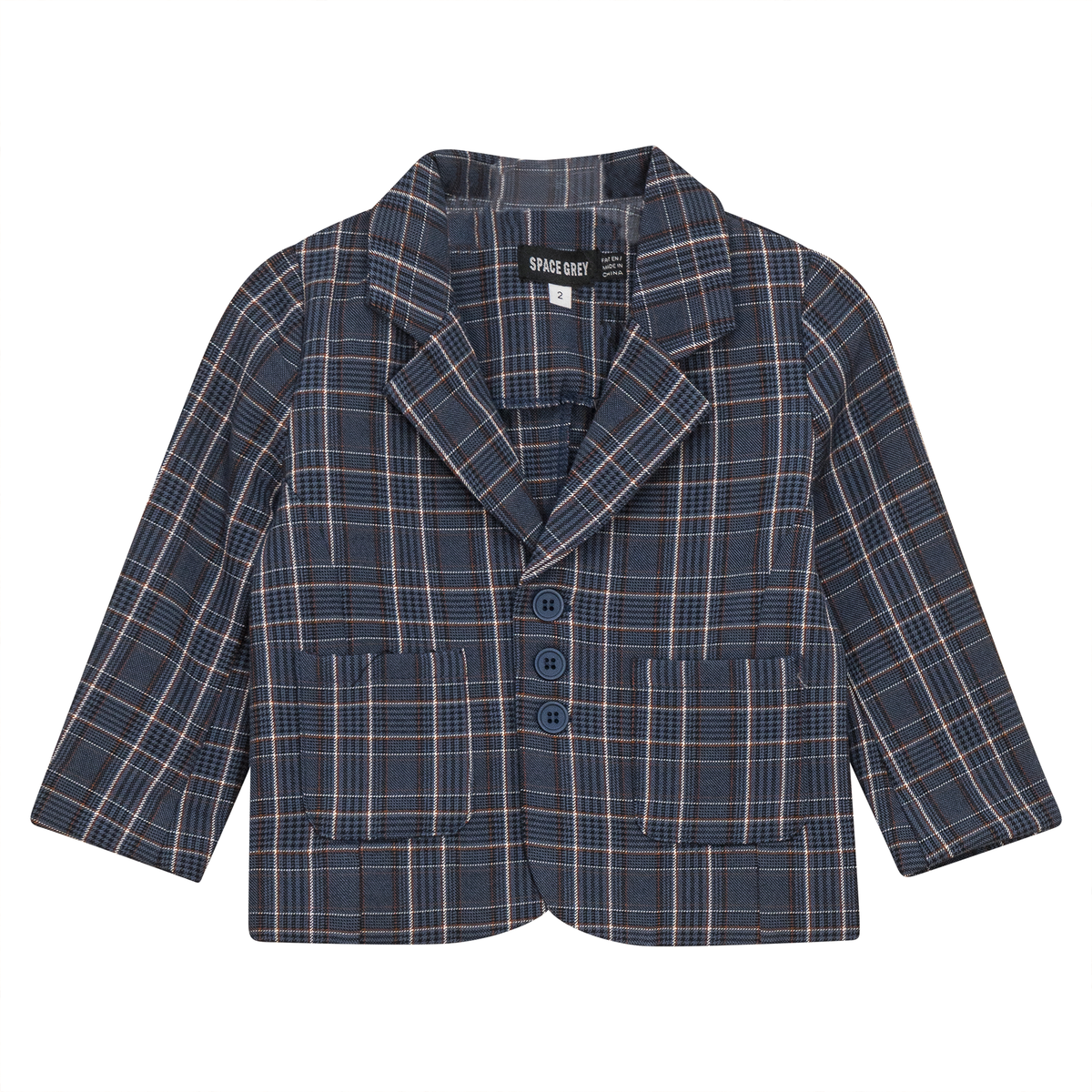 Woven Plaid Blazer in Blue by Space Grey
