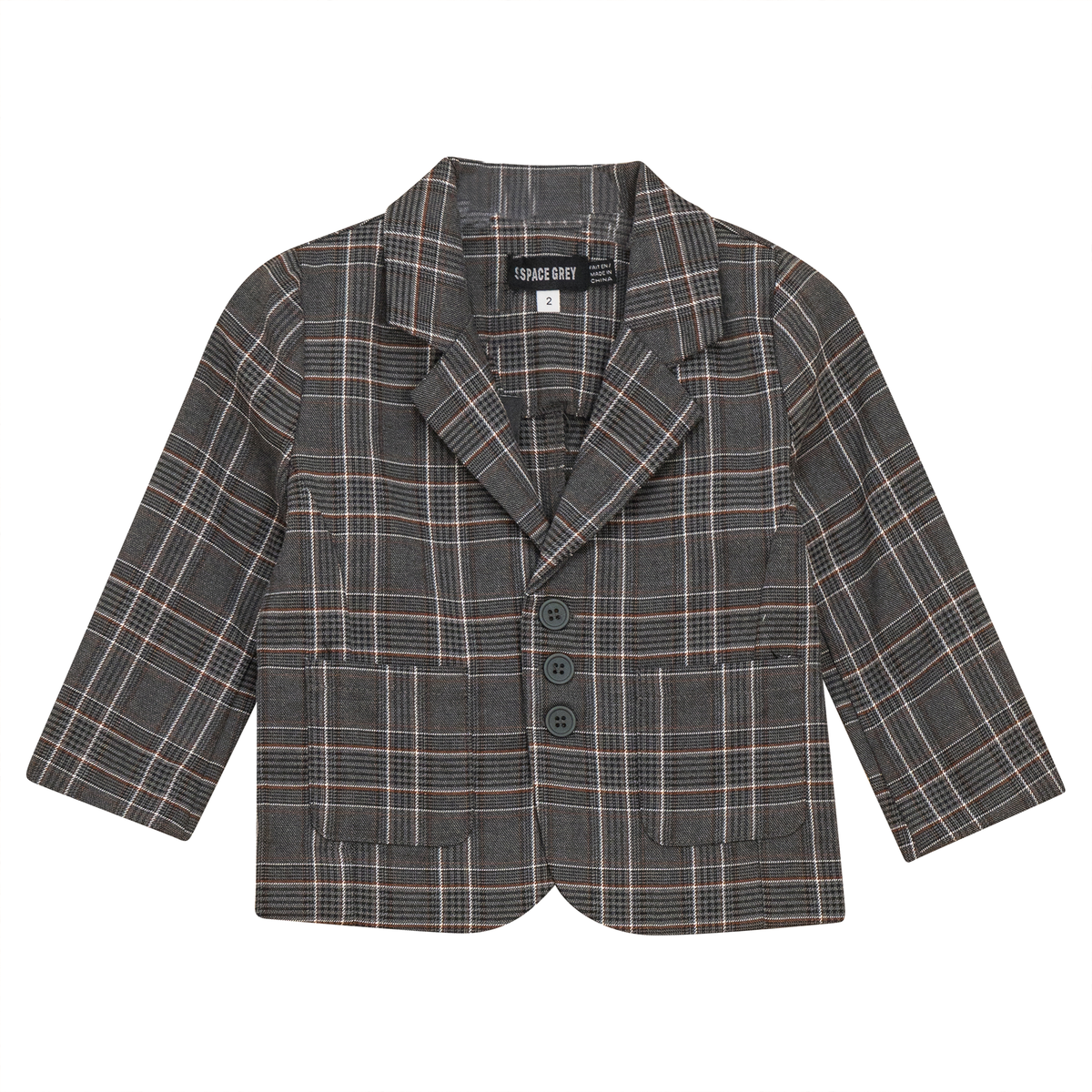 Woven Plaid Blazer in Grey by Space Grey