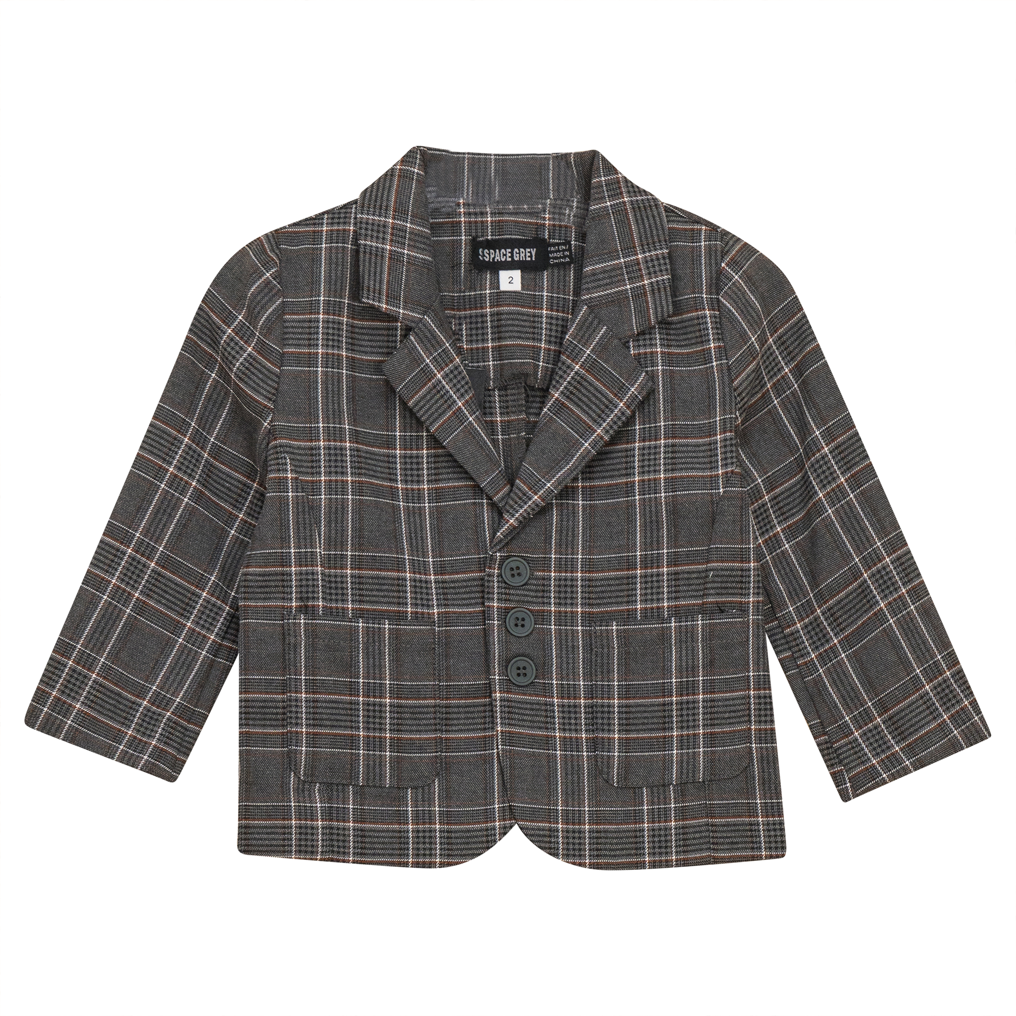 Woven Plaid Blazer in Grey by Space Grey