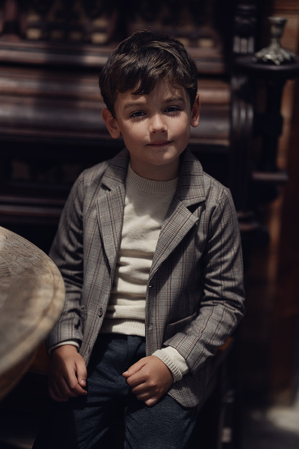 Woven Plaid Blazer in by Space Grey