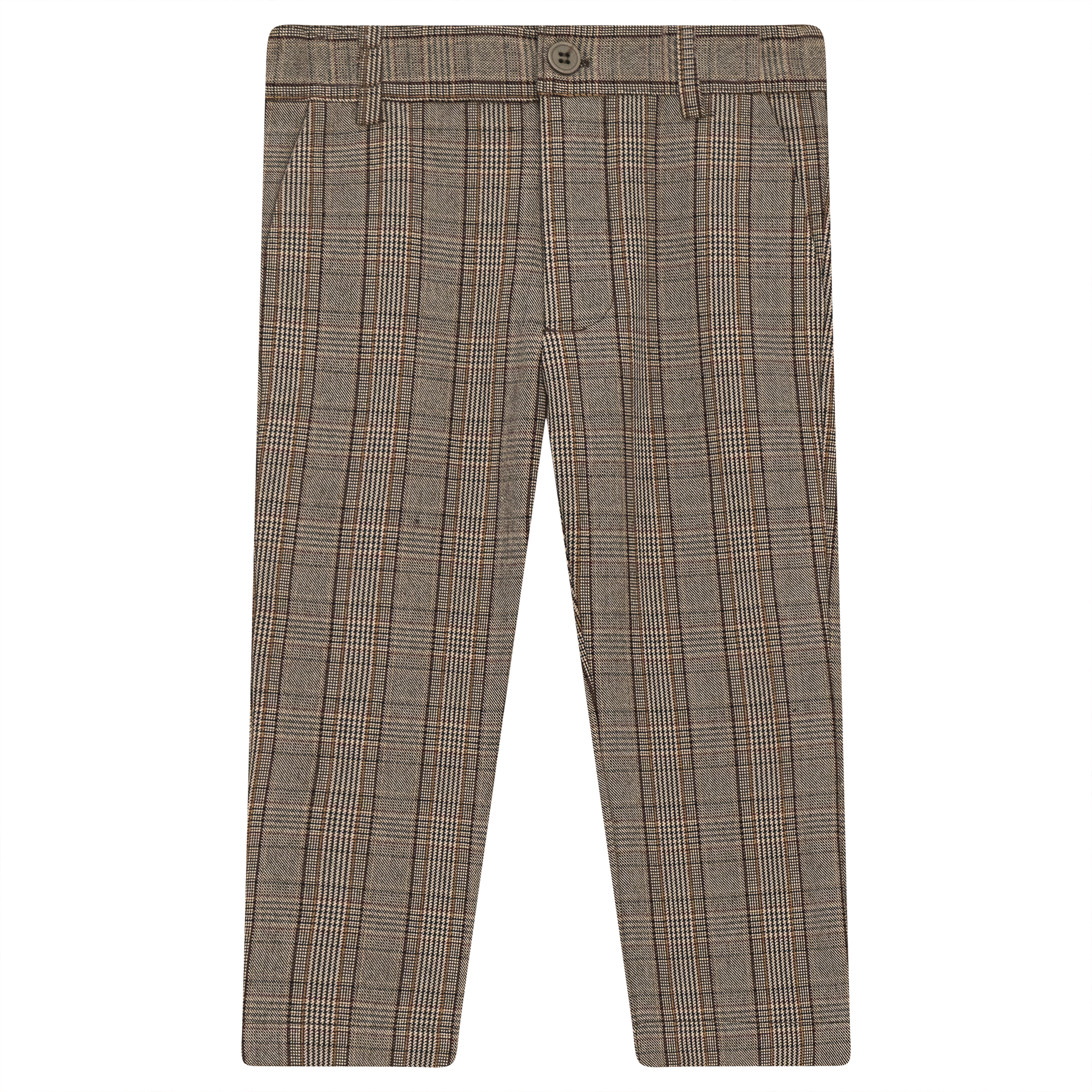 Woven Plaid Long Pants in Beige by Space Grey