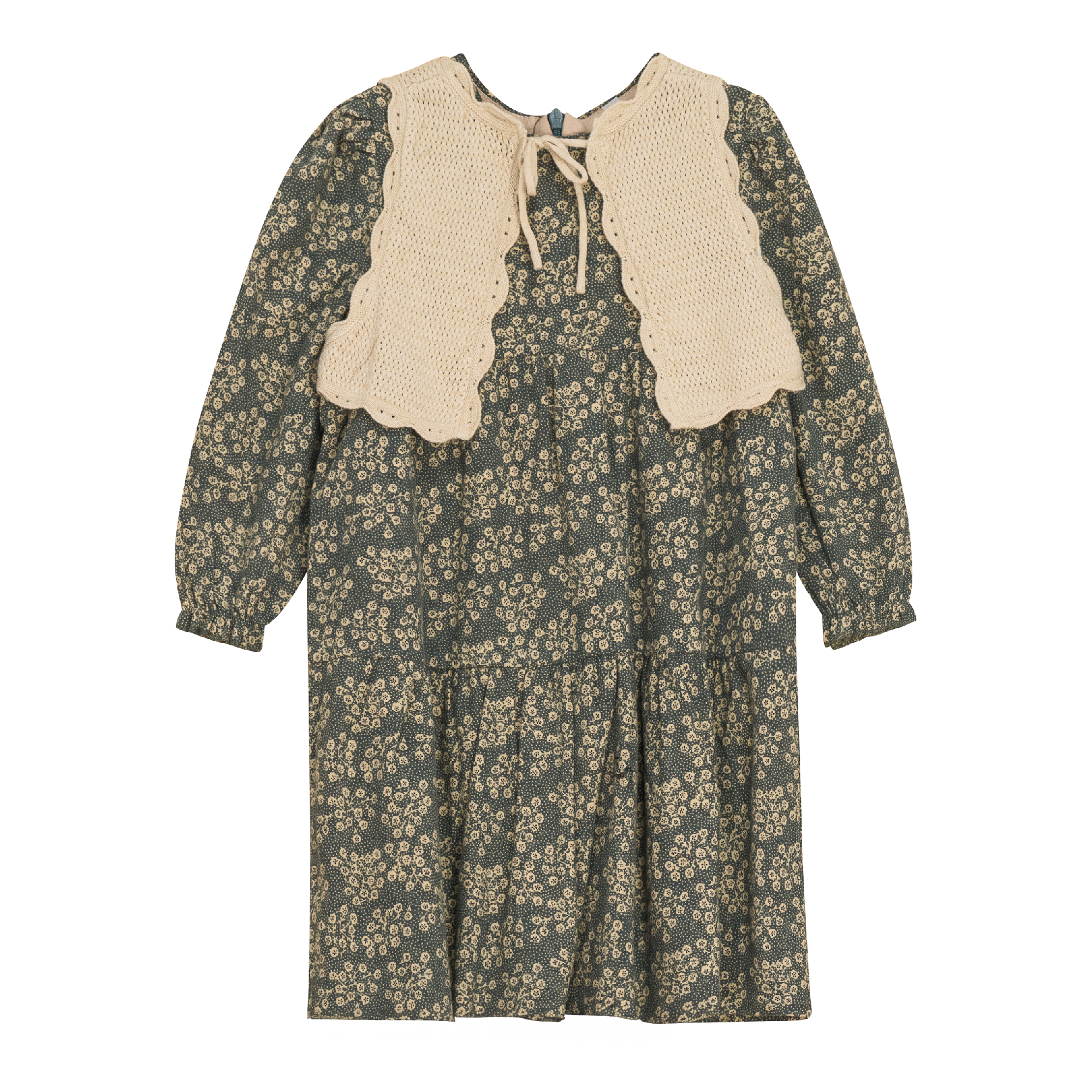 Floral Velvet Dress with Crop Vest in Blue by Posie & Pistachio