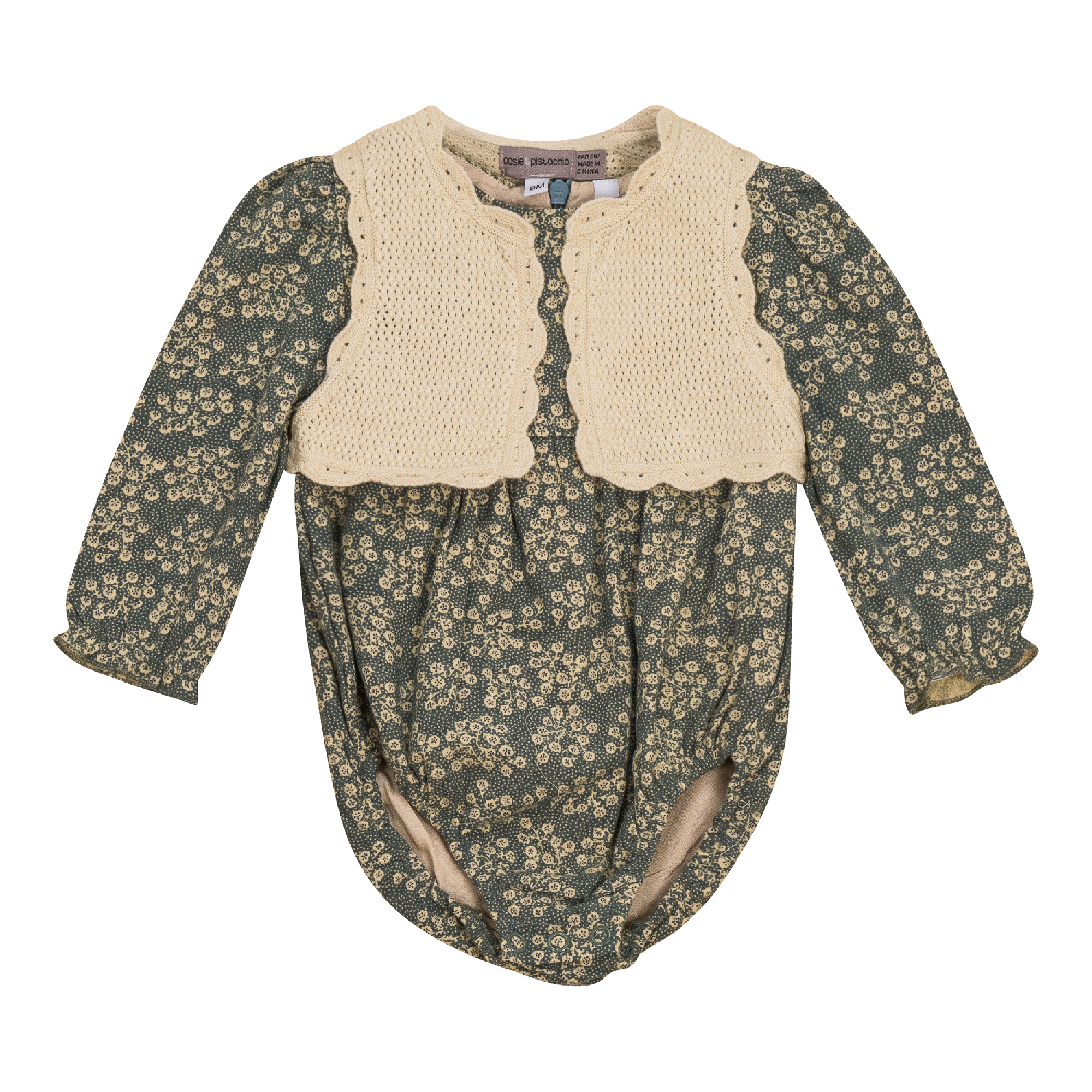 Floral Velvet Bubble with Crop Vest in Blue by Posie & Pistachio