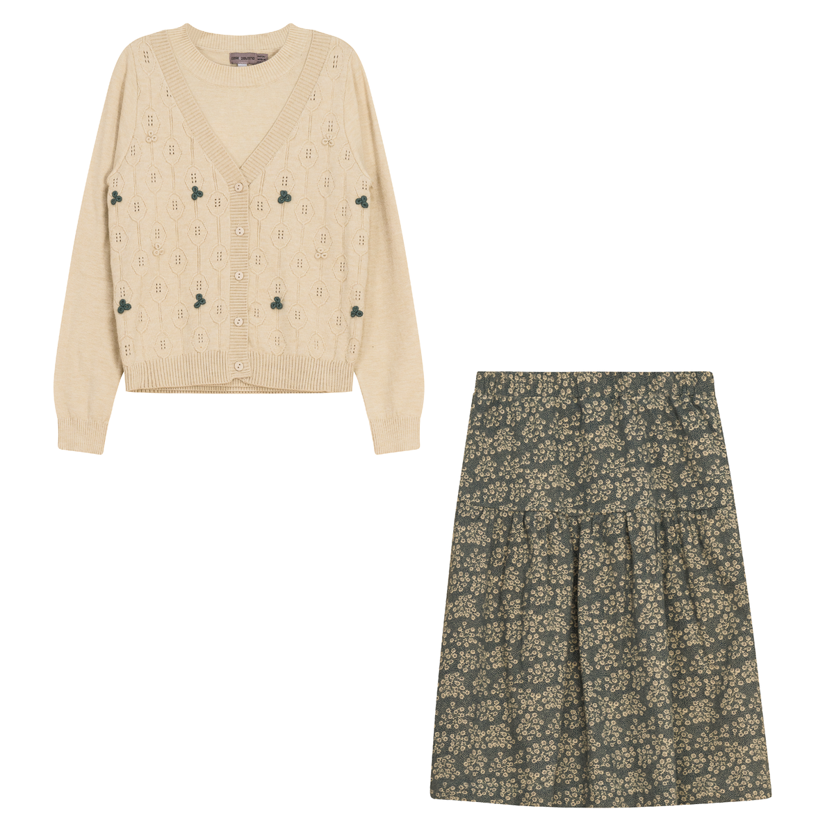 Pointelle Knit Woven 2Pc Set in Blue by Posie & Pistachio