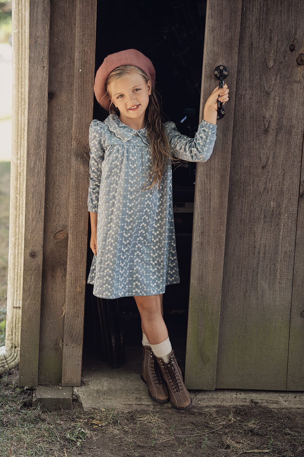 Embroidered Velvet Dress in by Posie & Pistachio