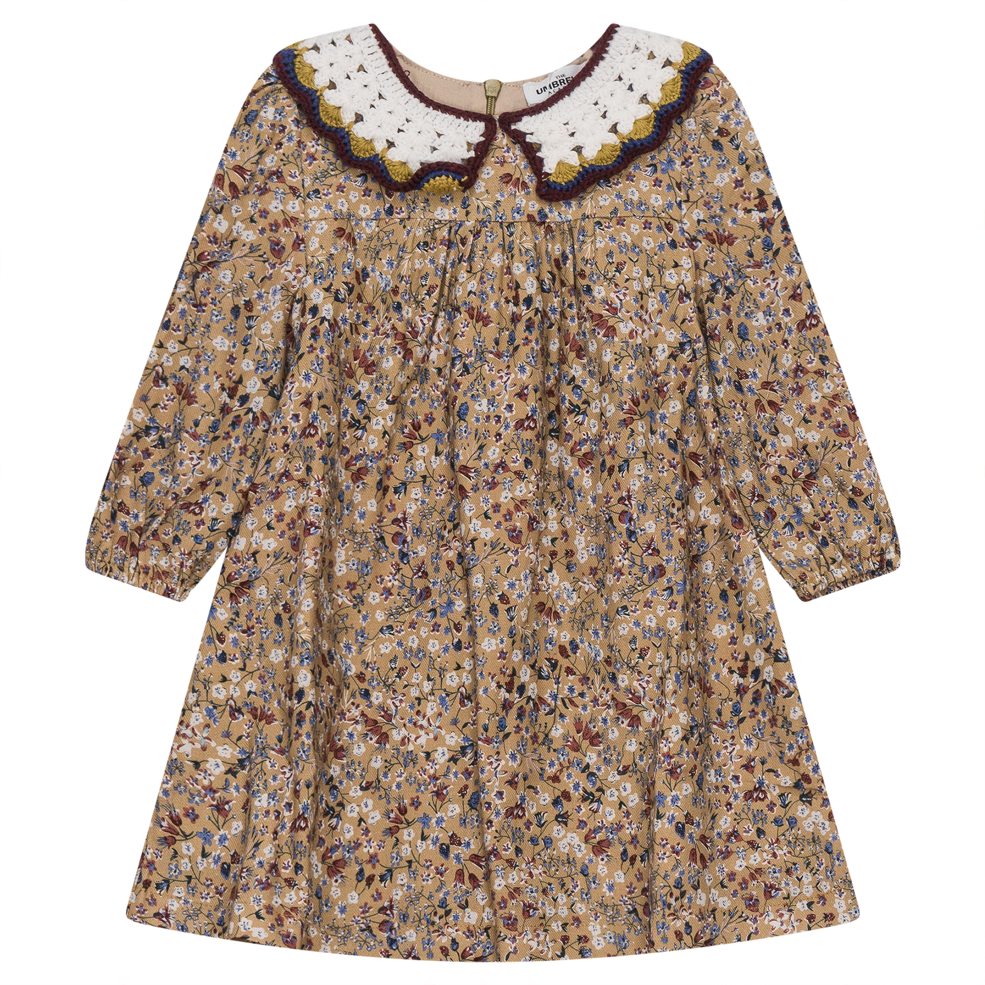 white christmas dresses Floral Dress with Crochet Collar