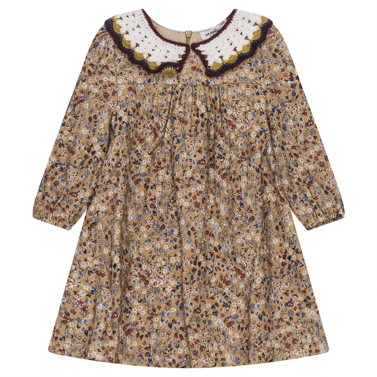 Floral Dress with Crochet Collar in Gold by The Umbrella Academy