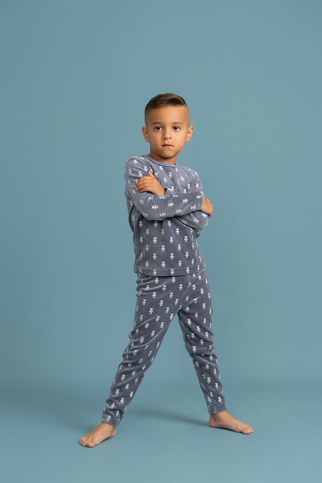 Bear Pirnt Velour Set in by Lux