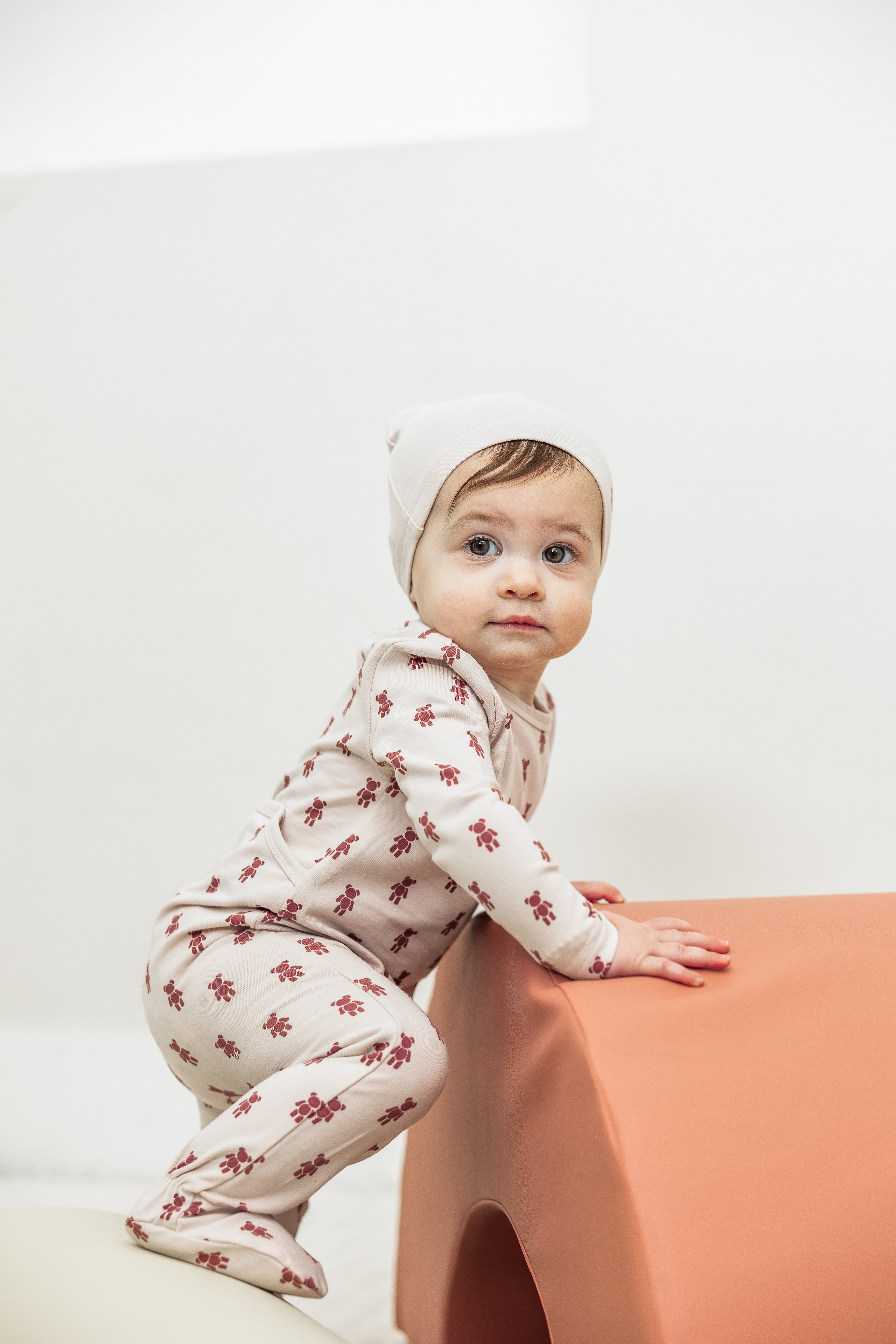 Bear Print Onesie with Hat in by Lux