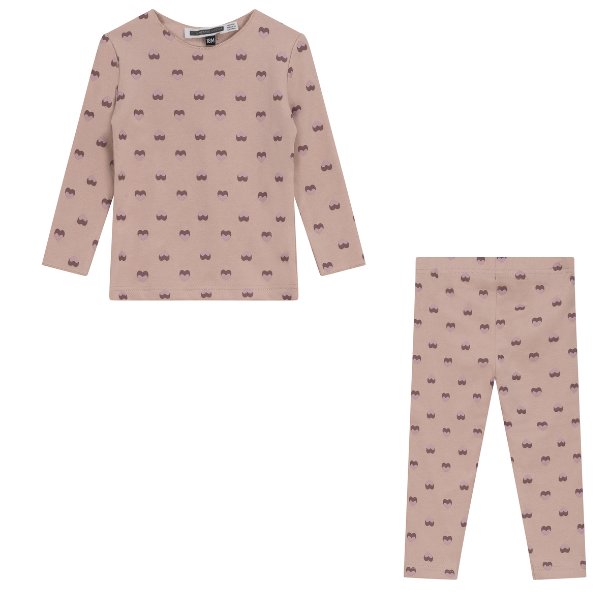 Heart and Paper Plane Print 2Pc Set in Pink by Whipped Cocoa