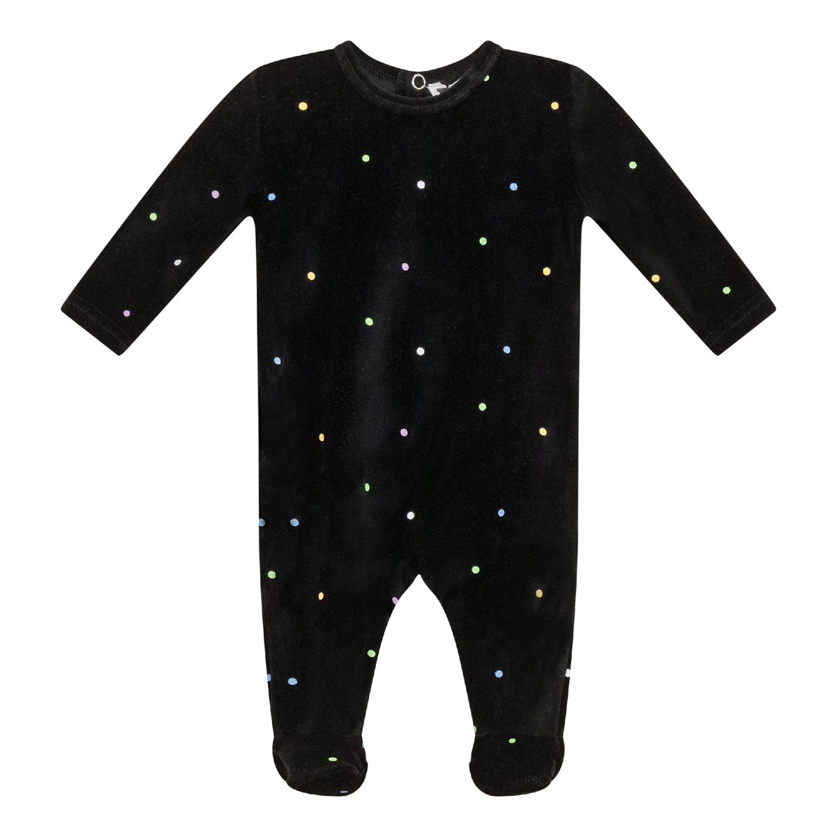 Dot Print Velour Onesie in Black by Whipped Cocoa