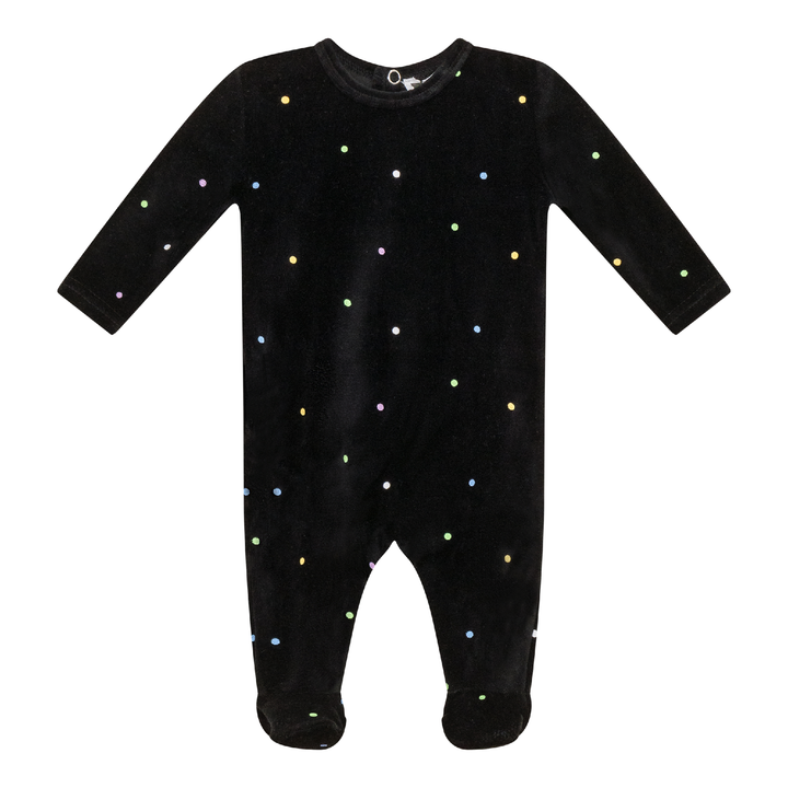 Dot Print Velour Romper Black Baby Romper by {{ product_vemdor}}