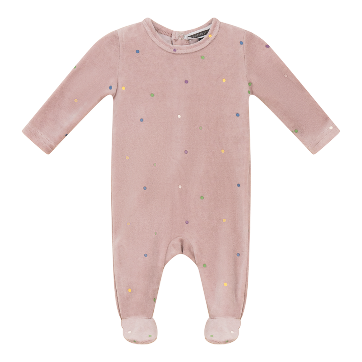 Dot Print Velour Romper Mauve Baby Romper by {{ product_vemdor}}