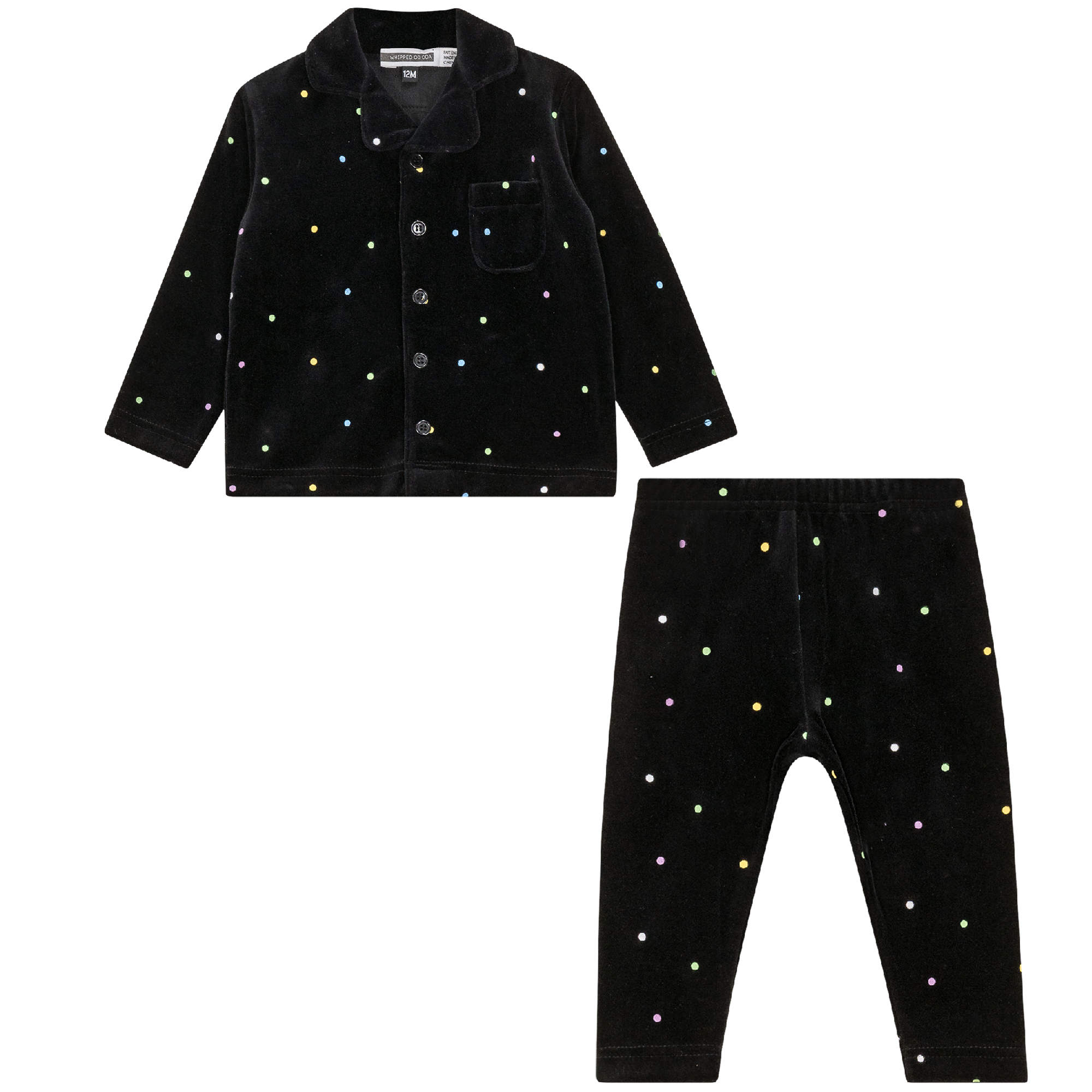 Dot Print Grandpa Style 2Pc Set in Black by Whipped Cocoa