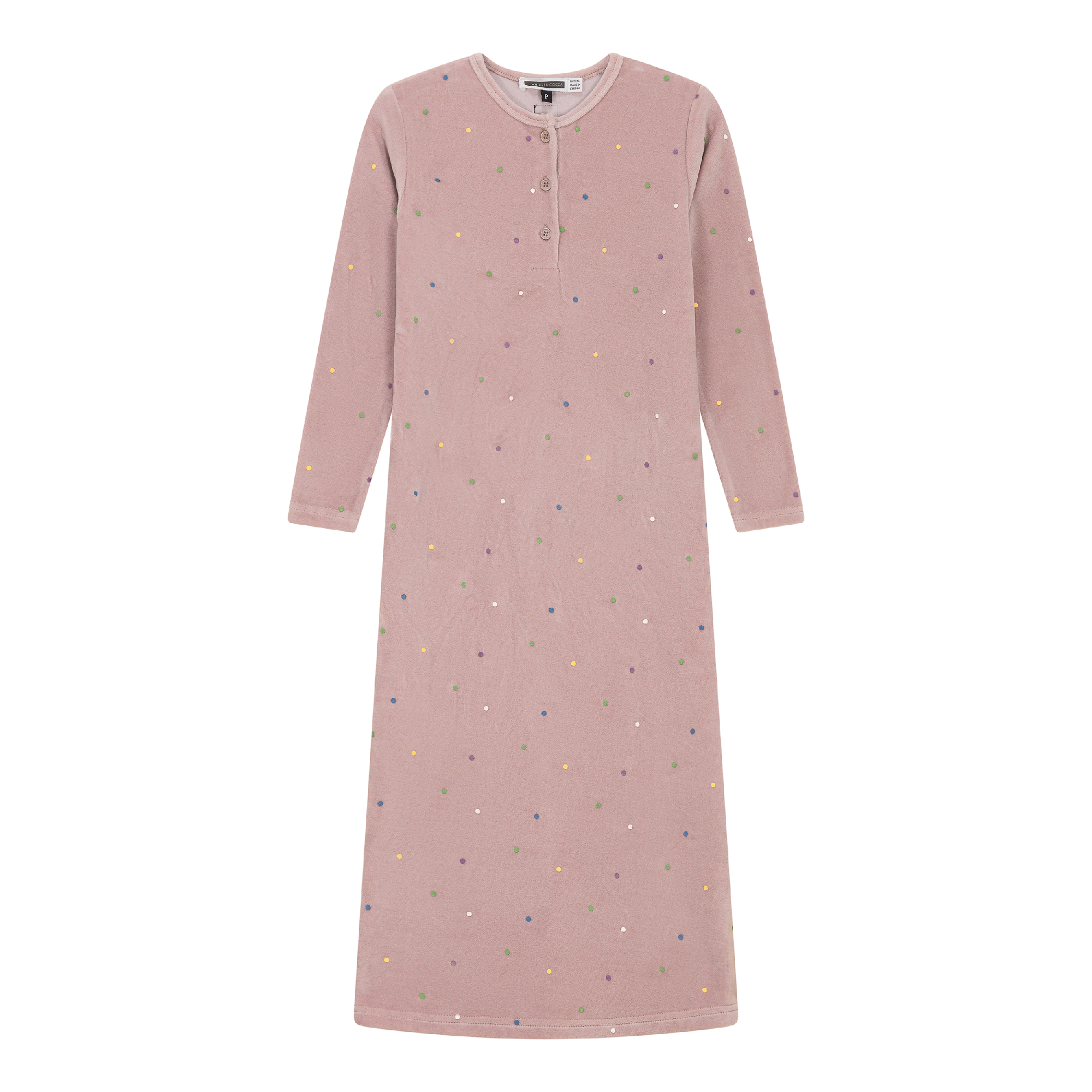Dot Print Velour Dress in Mauve by Whipped Cocoa