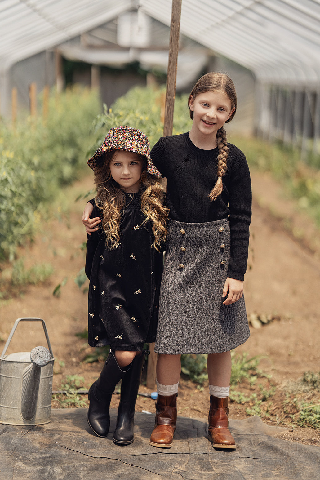 Embroidered Velour Dress in by Space Grey