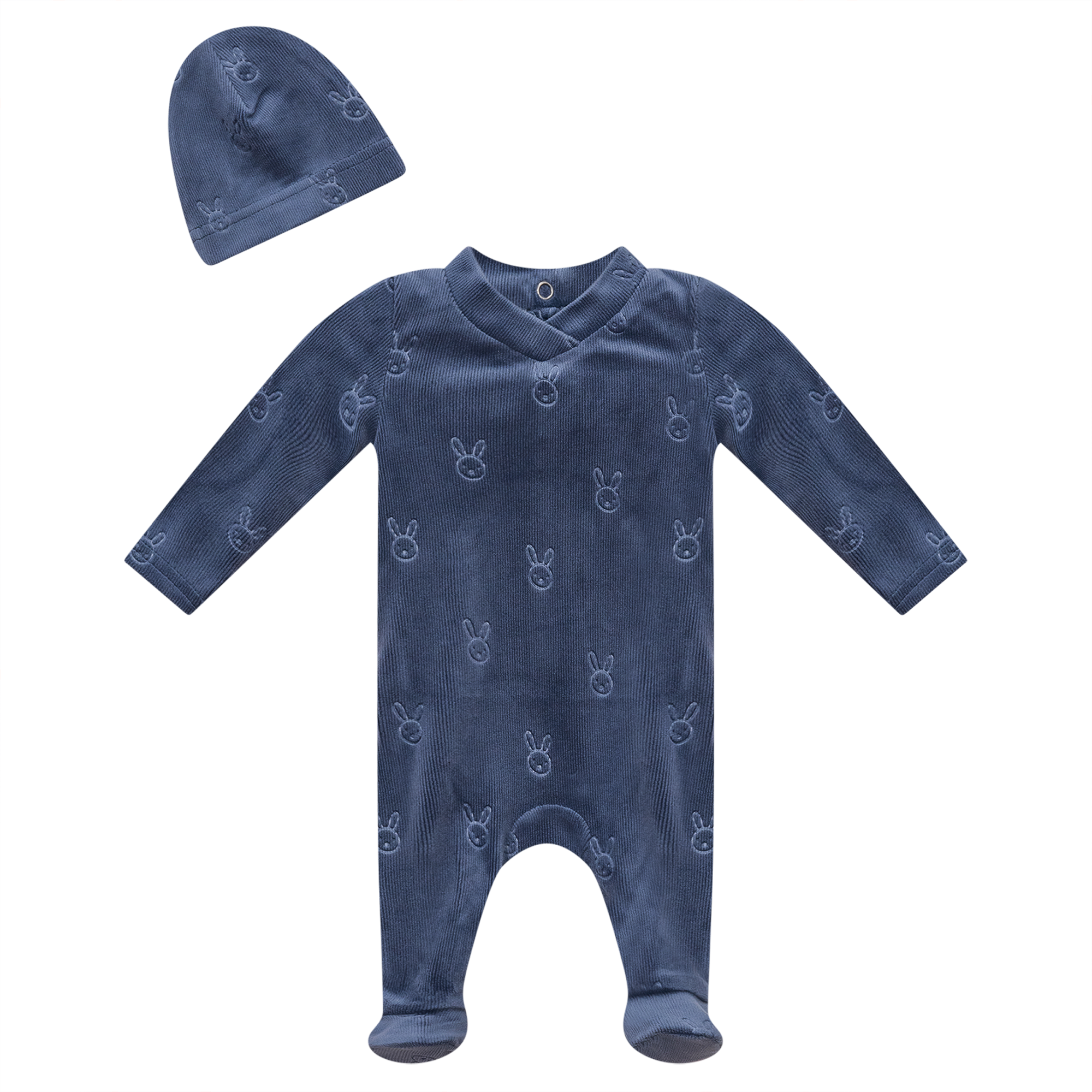 Bunny Motif Onesie Set in Blue by Whipped Cocoa