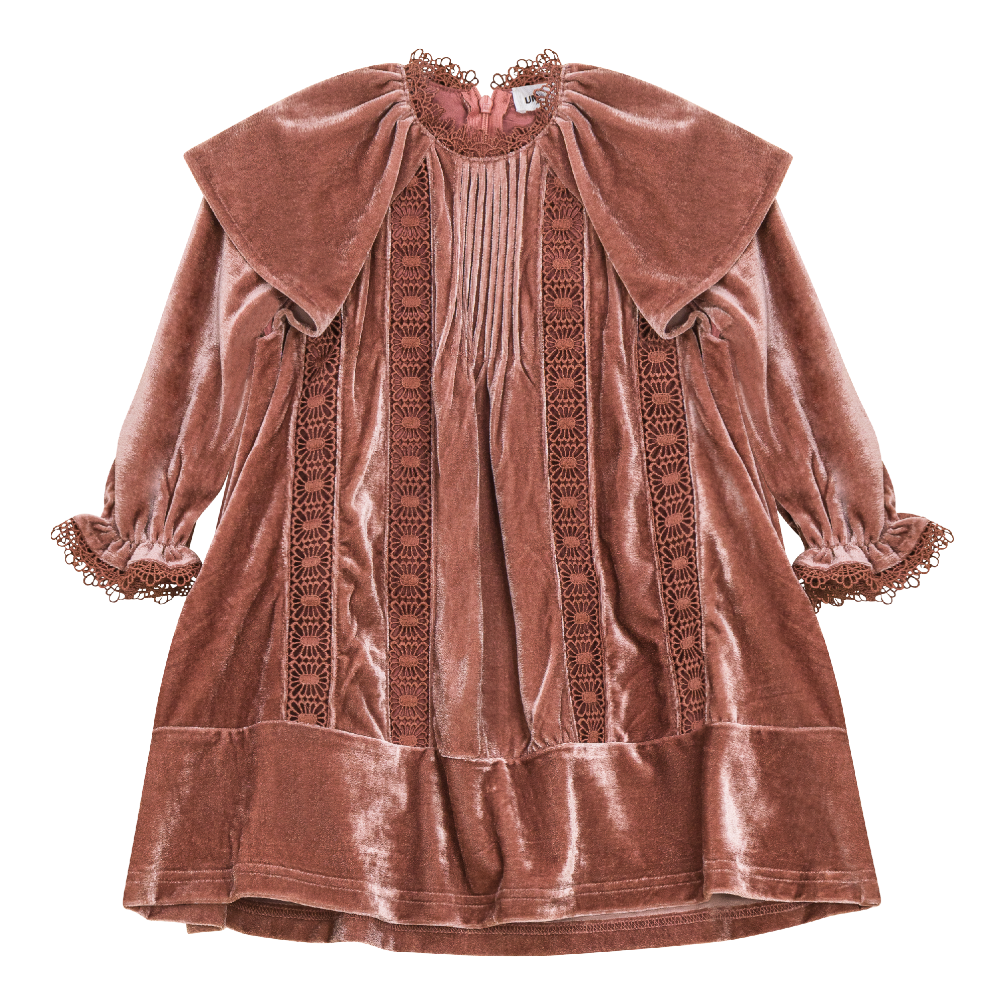 Crushed Velour Dress with Lace Trim in Twilight Mauve by The Umbrella Academy