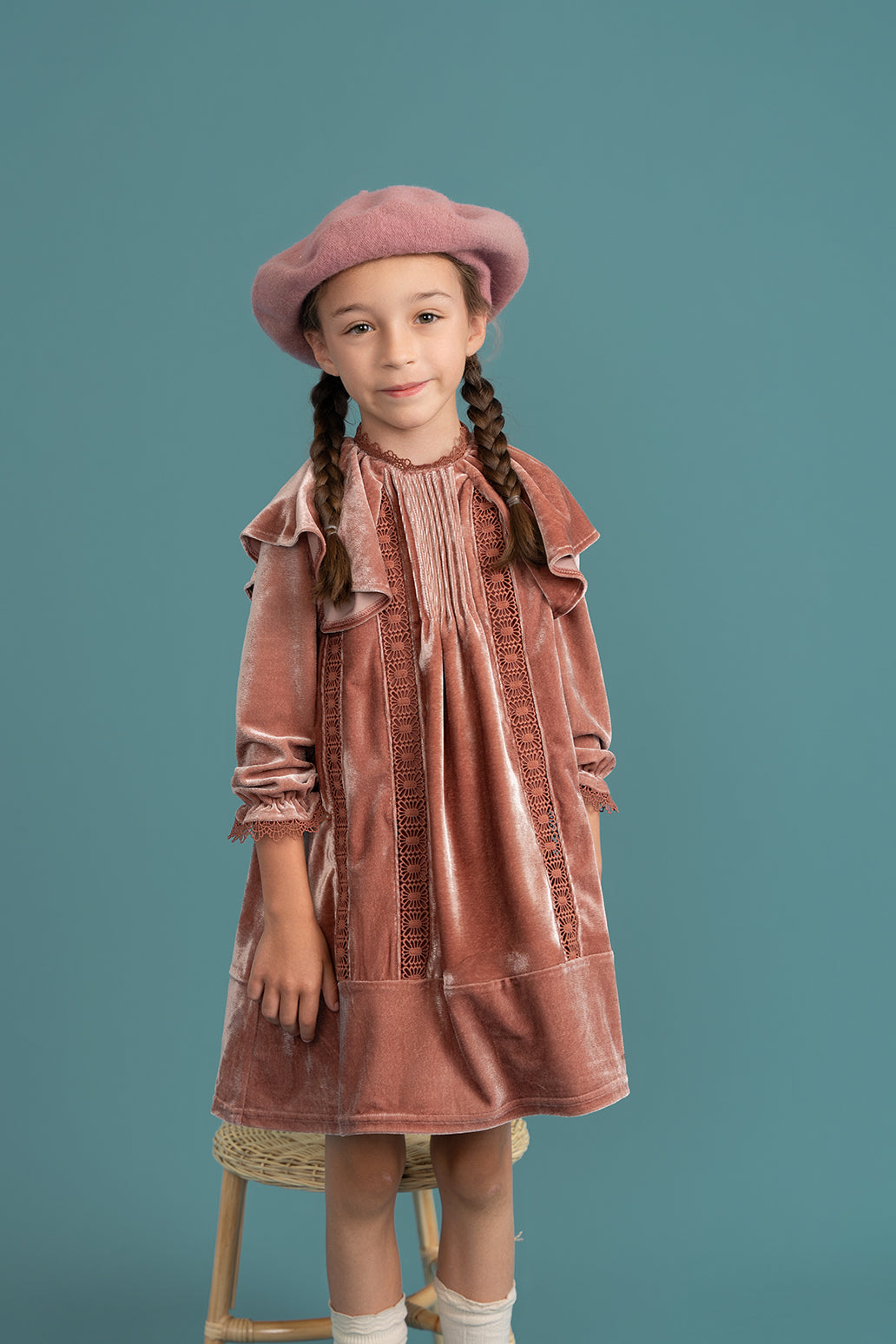 Crushed Velour Dress with Lace Trim in by The Umbrella Academy