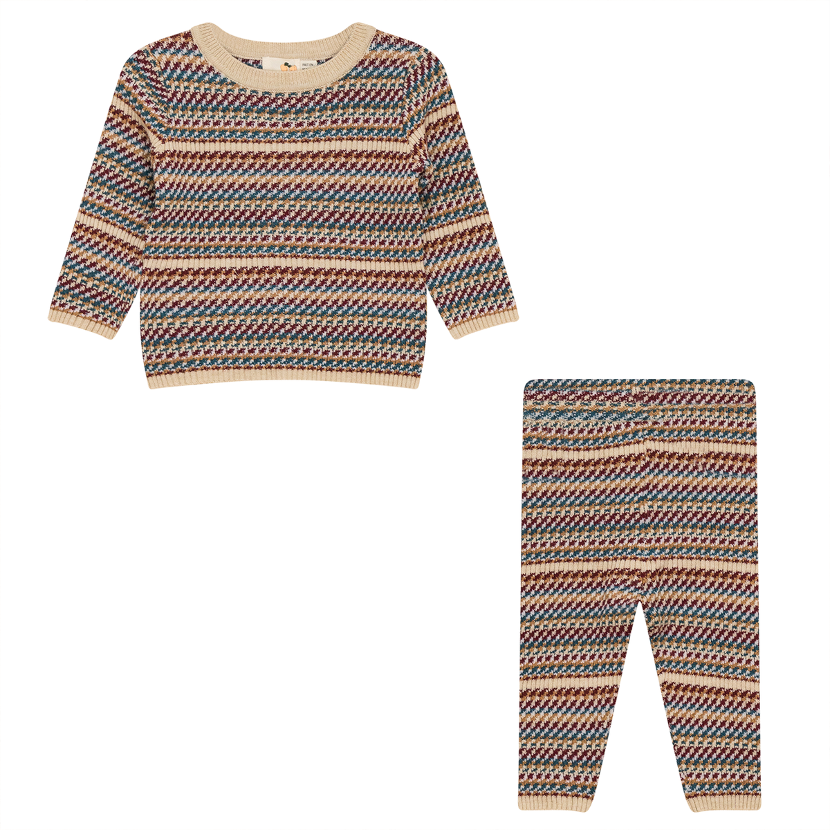 Multi Color Knitted Long Set in Black Multi Color by Apricot