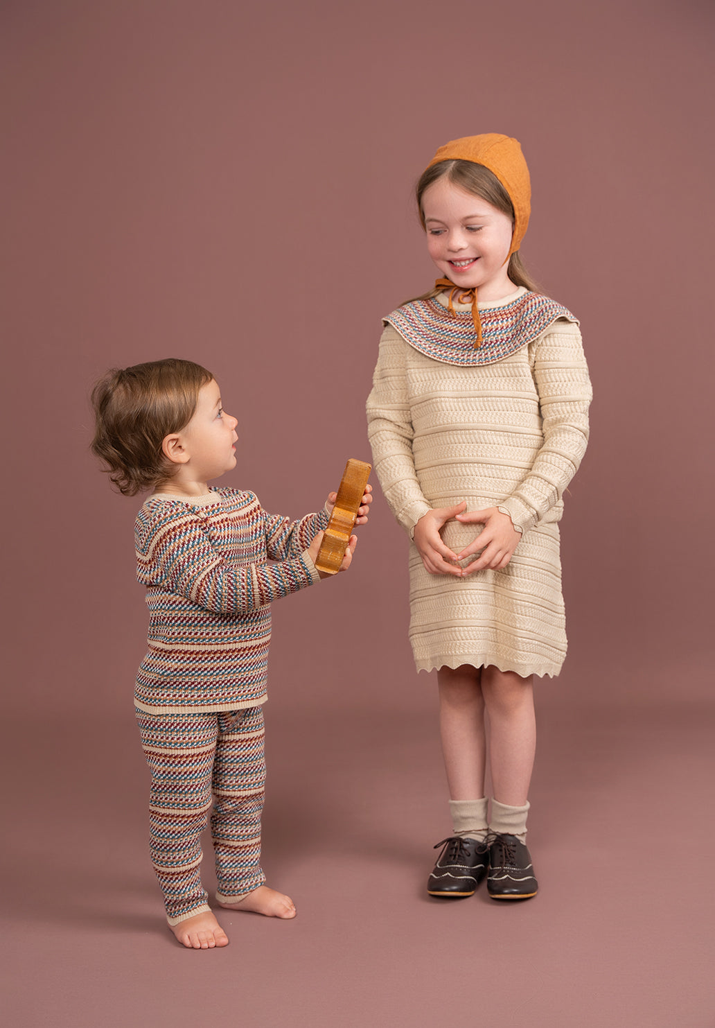 Multi Color Knitted Long Set in by Apricot