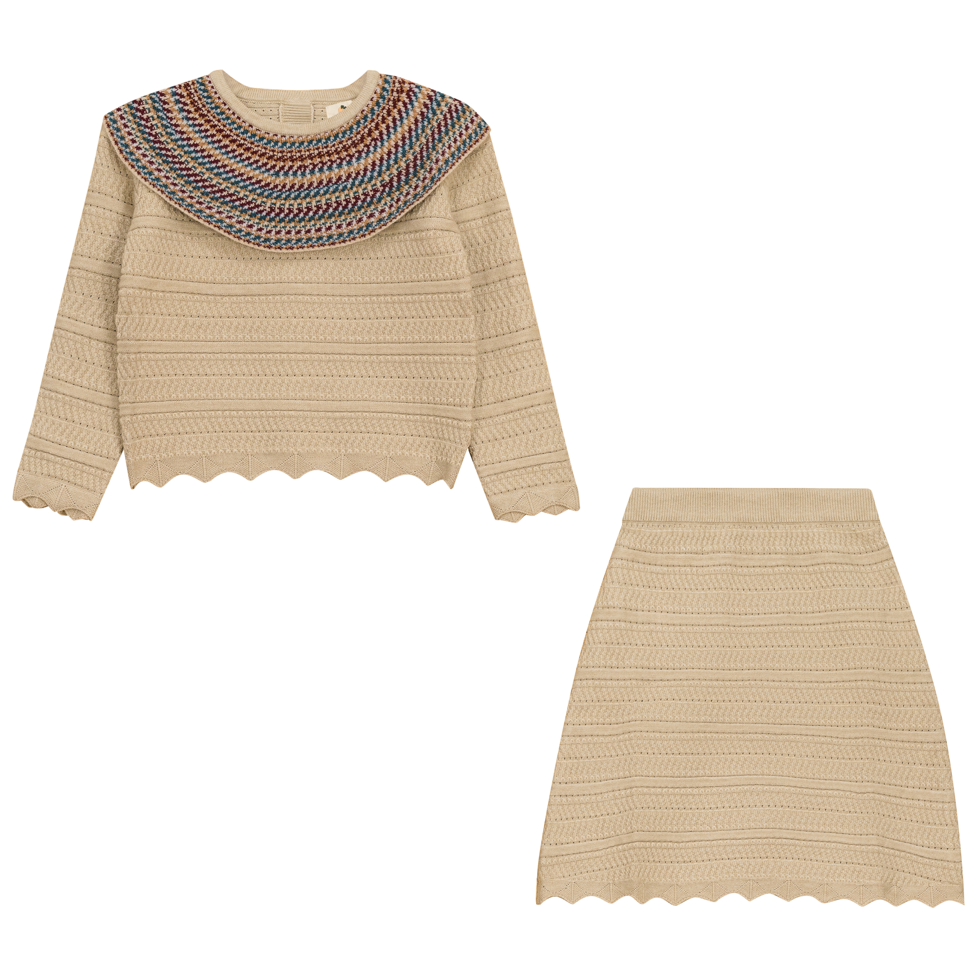 Crochet Knit 2Pc Set in Dark Almond by Apricot