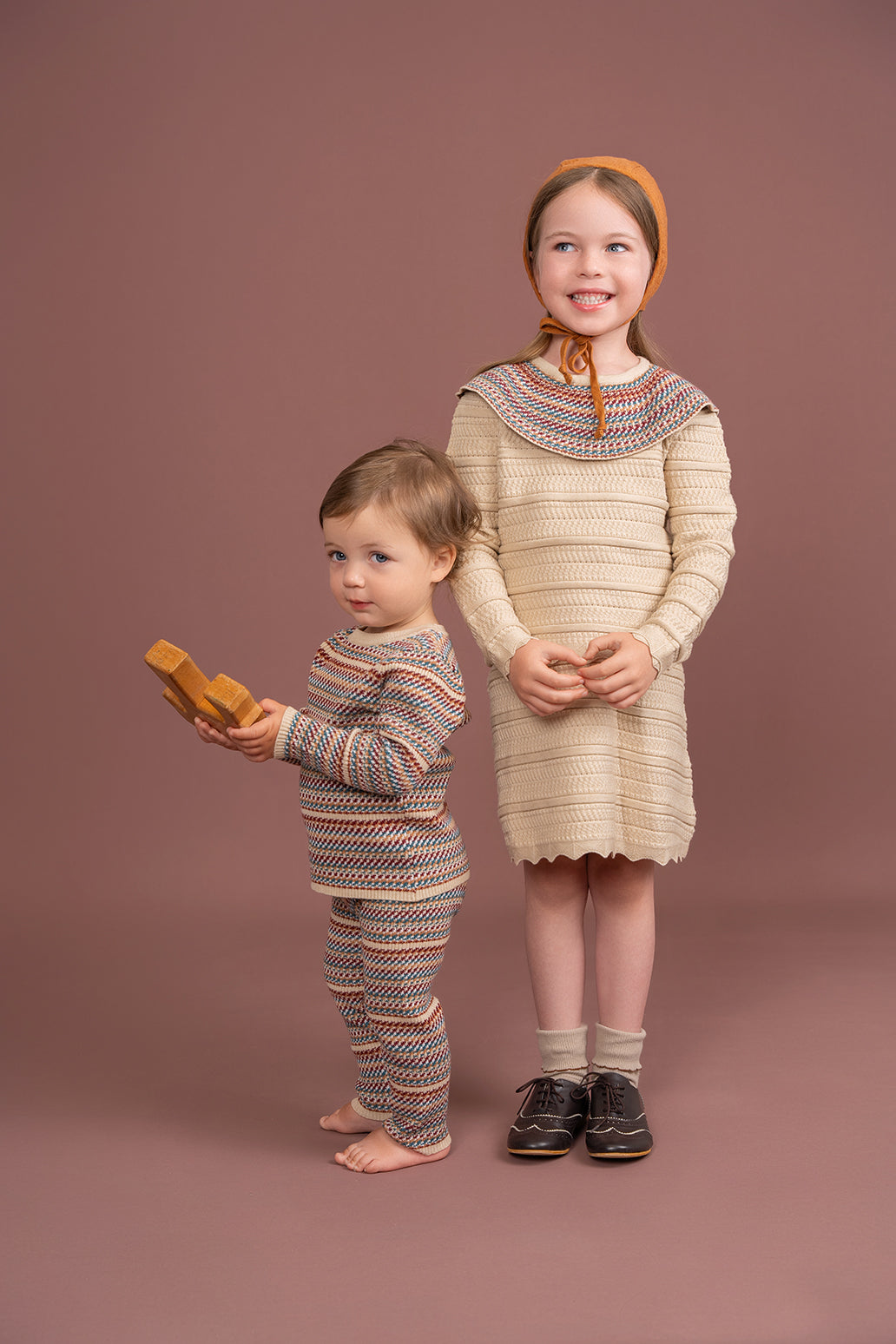 Crochet Knit 2Pc Set in by Apricot