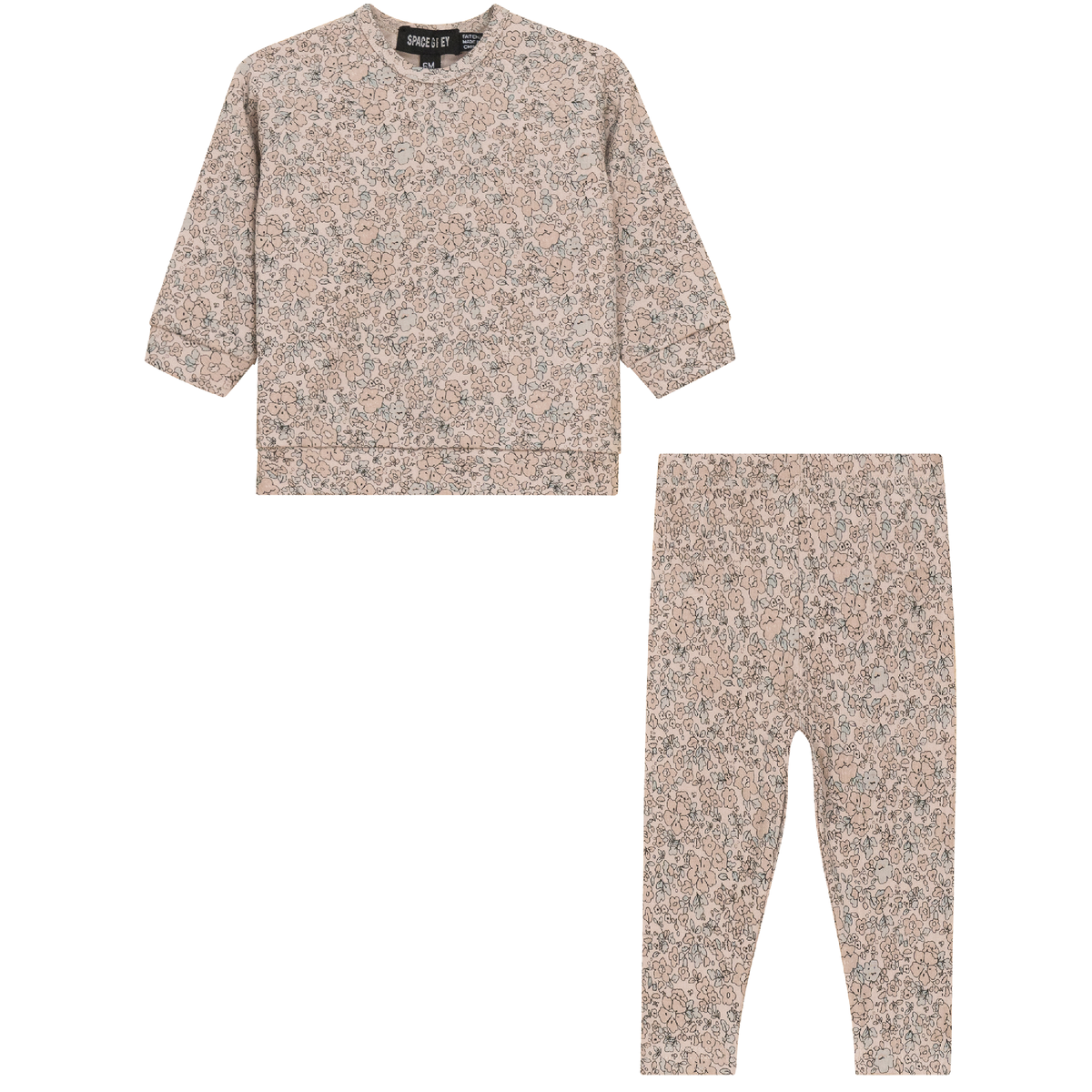 Floral Printed 2Pc Set in Nude Pink by Space Grey