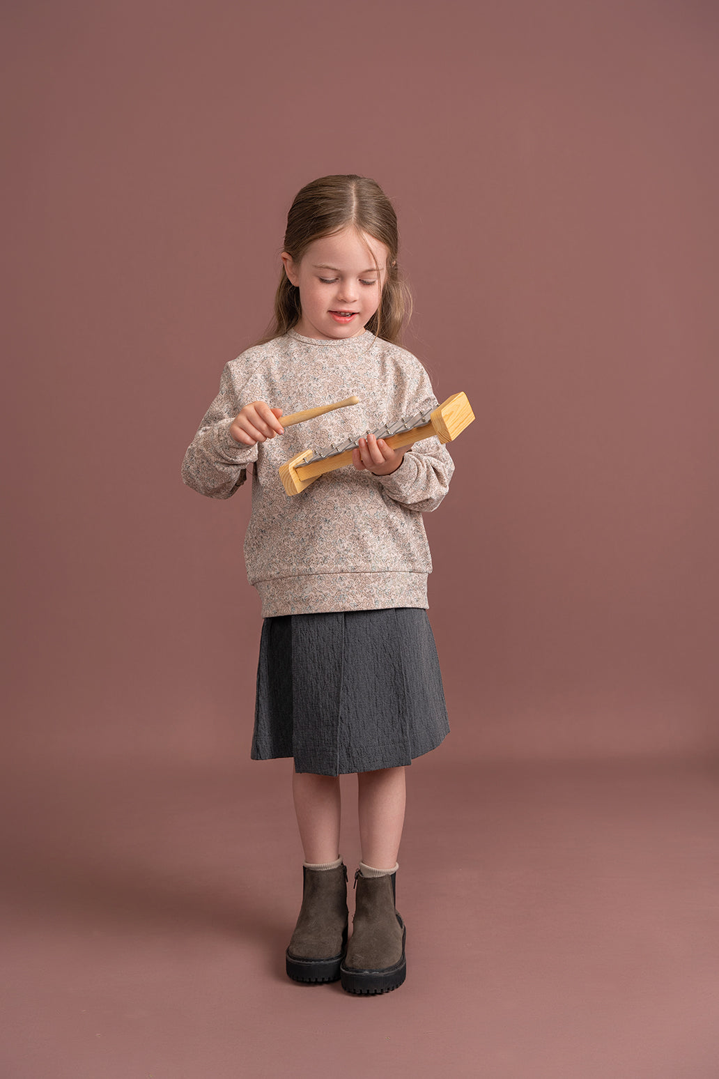 Floral Printed Sweatshirt in by Space Grey