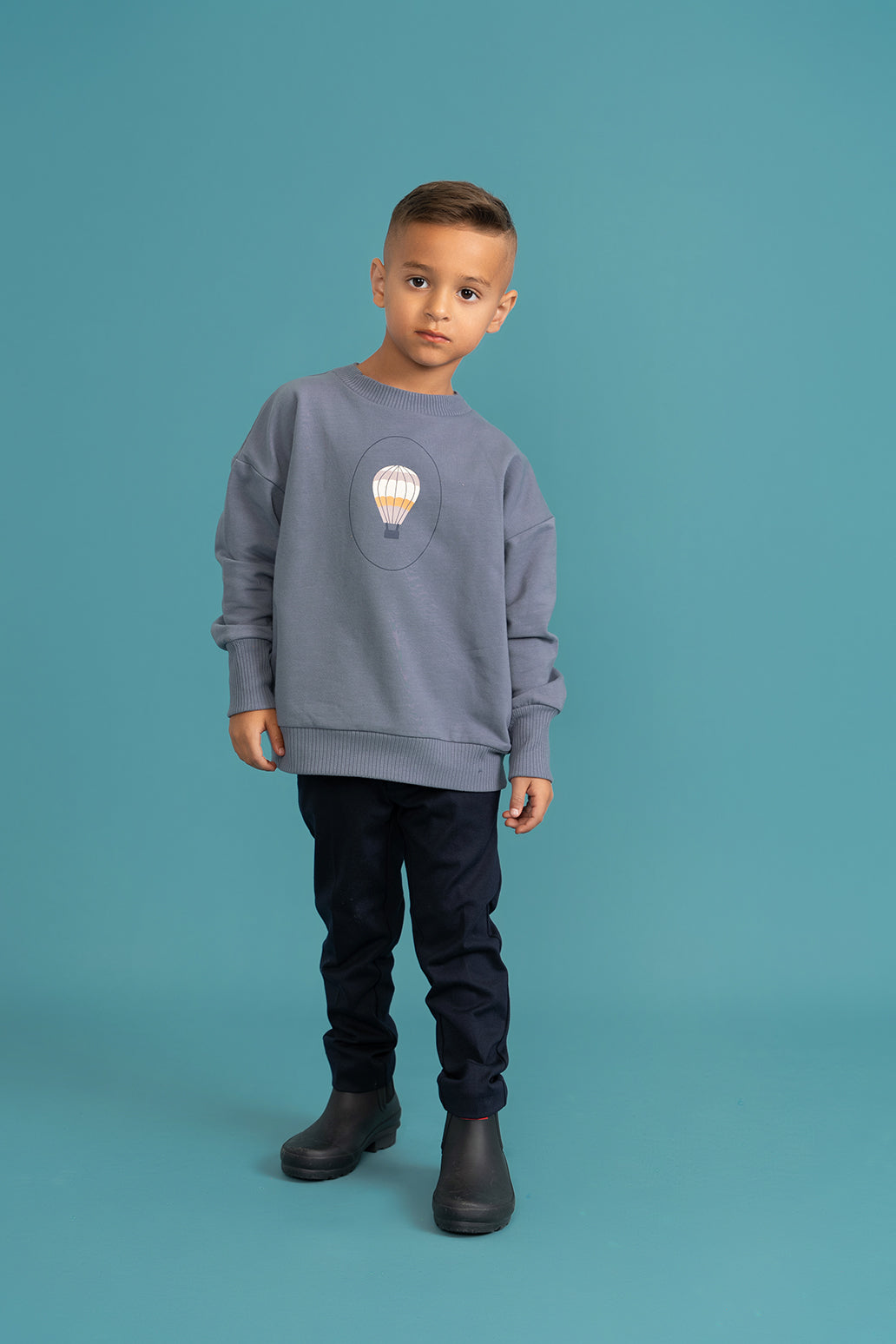 Flower and Hot Air Balloon Print Sweatshirt in by Puddles