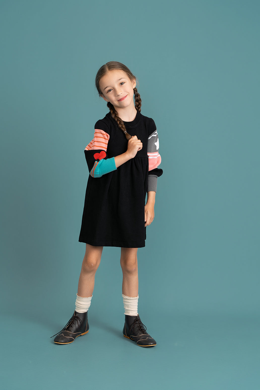 Striped Knit Fleece Dress in by Puddles