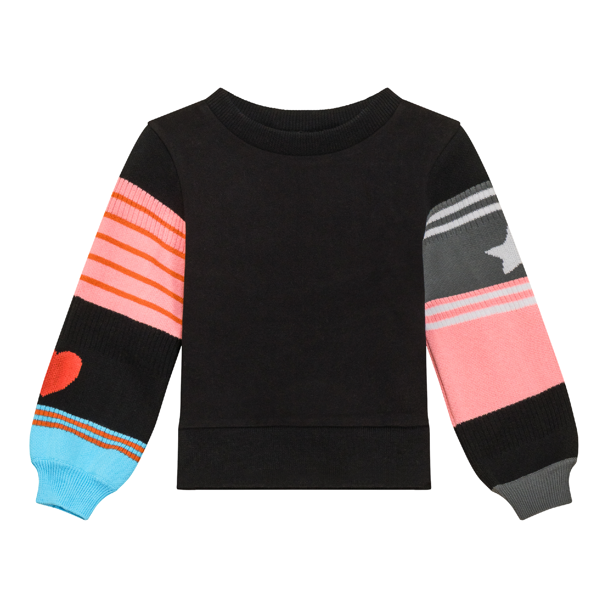 Striped Knit Fleece Top in Black Pink by Puddles