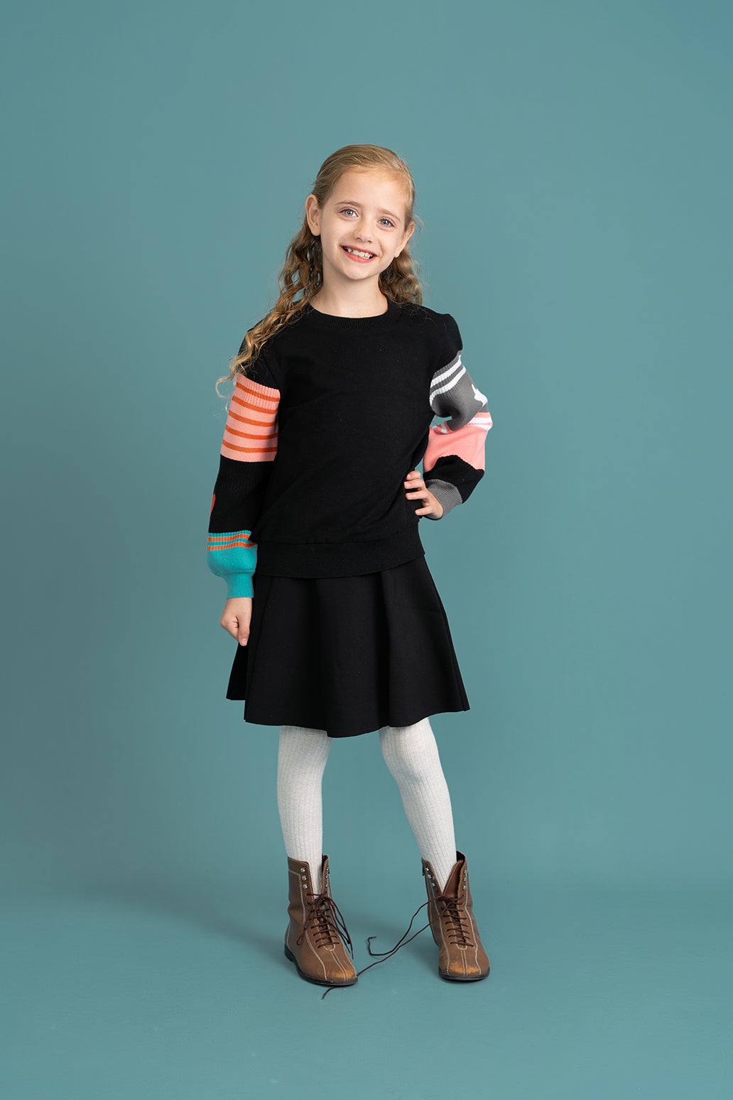 Striped Knit Fleece Top in by Puddles