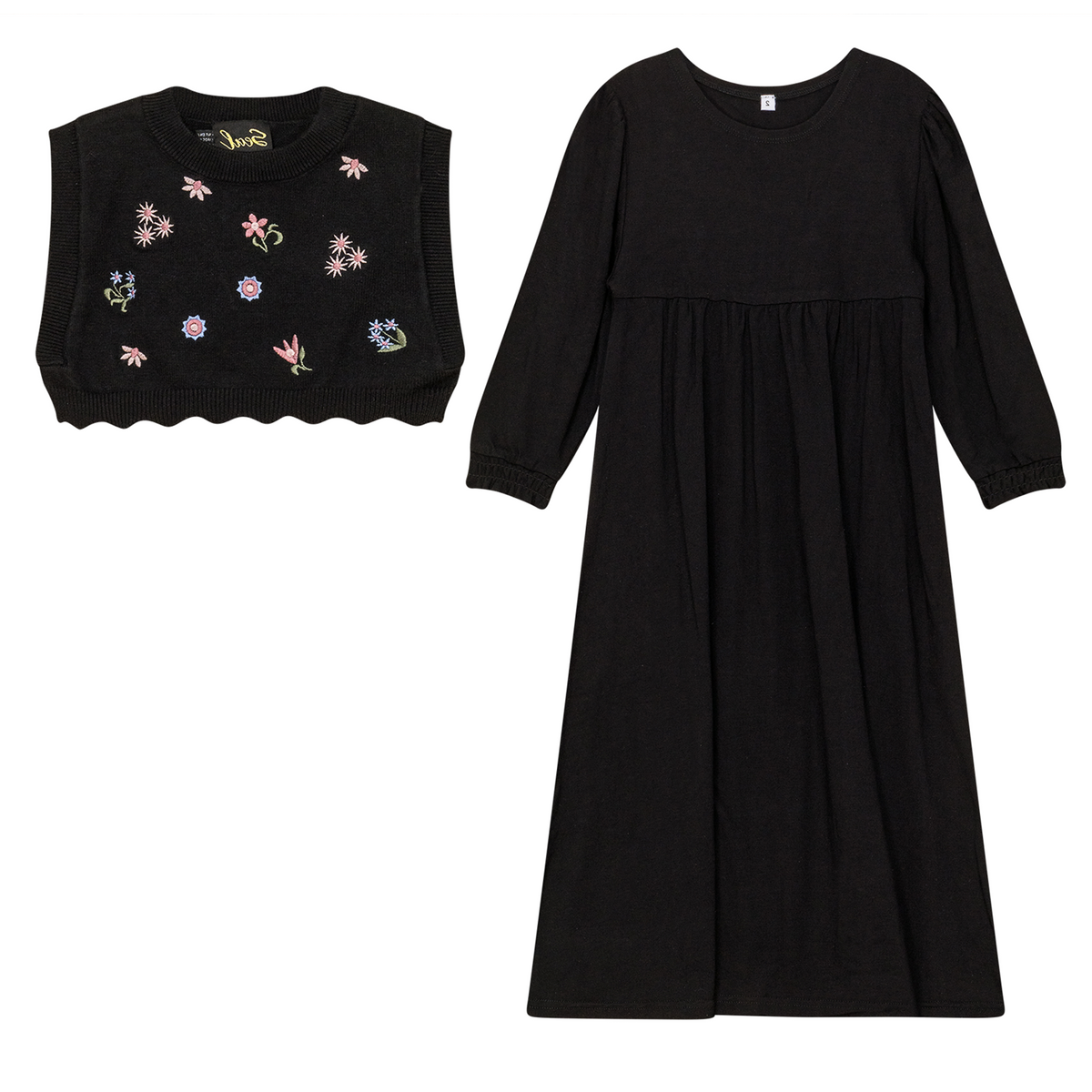 Emboridered Vest with Modal Robe in Black by Seal