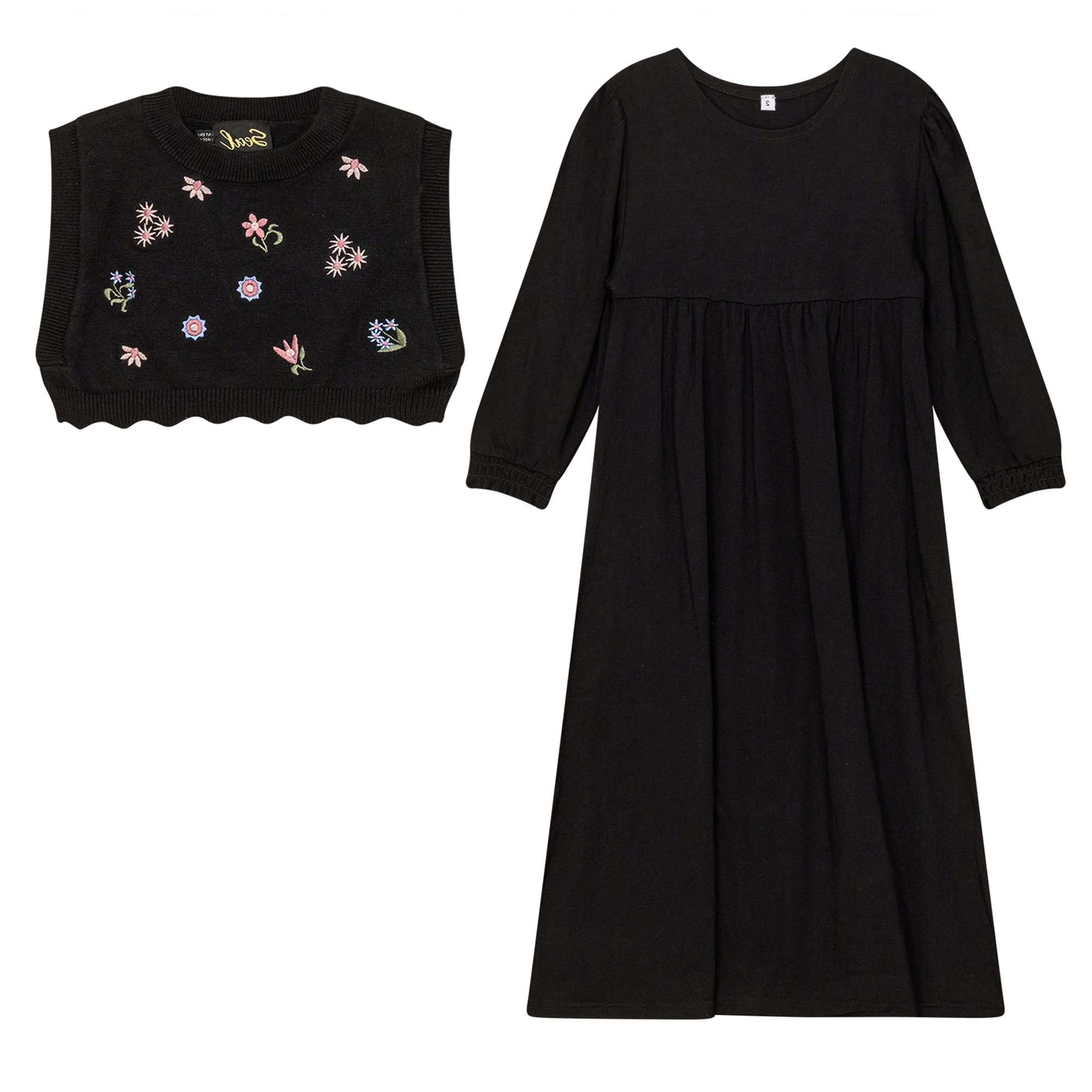 Emboridered Vest with Modal Robe in Black by Seal