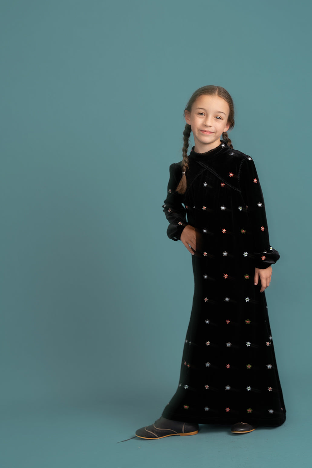 Embroidered Velour Maxi Dress in by Seal