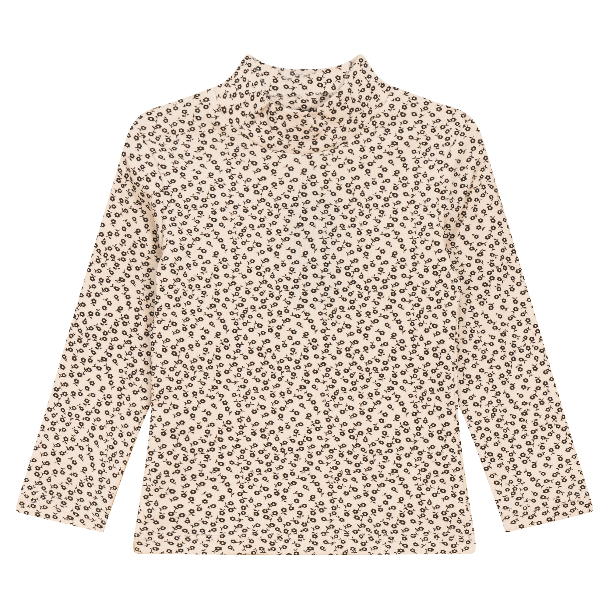 Printed Rib Mock Neck Top in Cream by Puddles